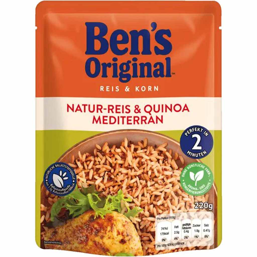 6x Bens Original Express Natur-Reis & Quinoa Mediterran á 220g=1320g MHD:14.6.22