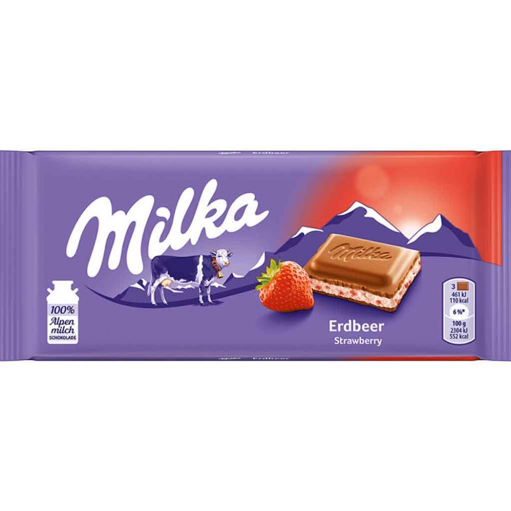 500g MILKA Erdbeer Schokoladentafel (5x100g) MHD:8.6.21