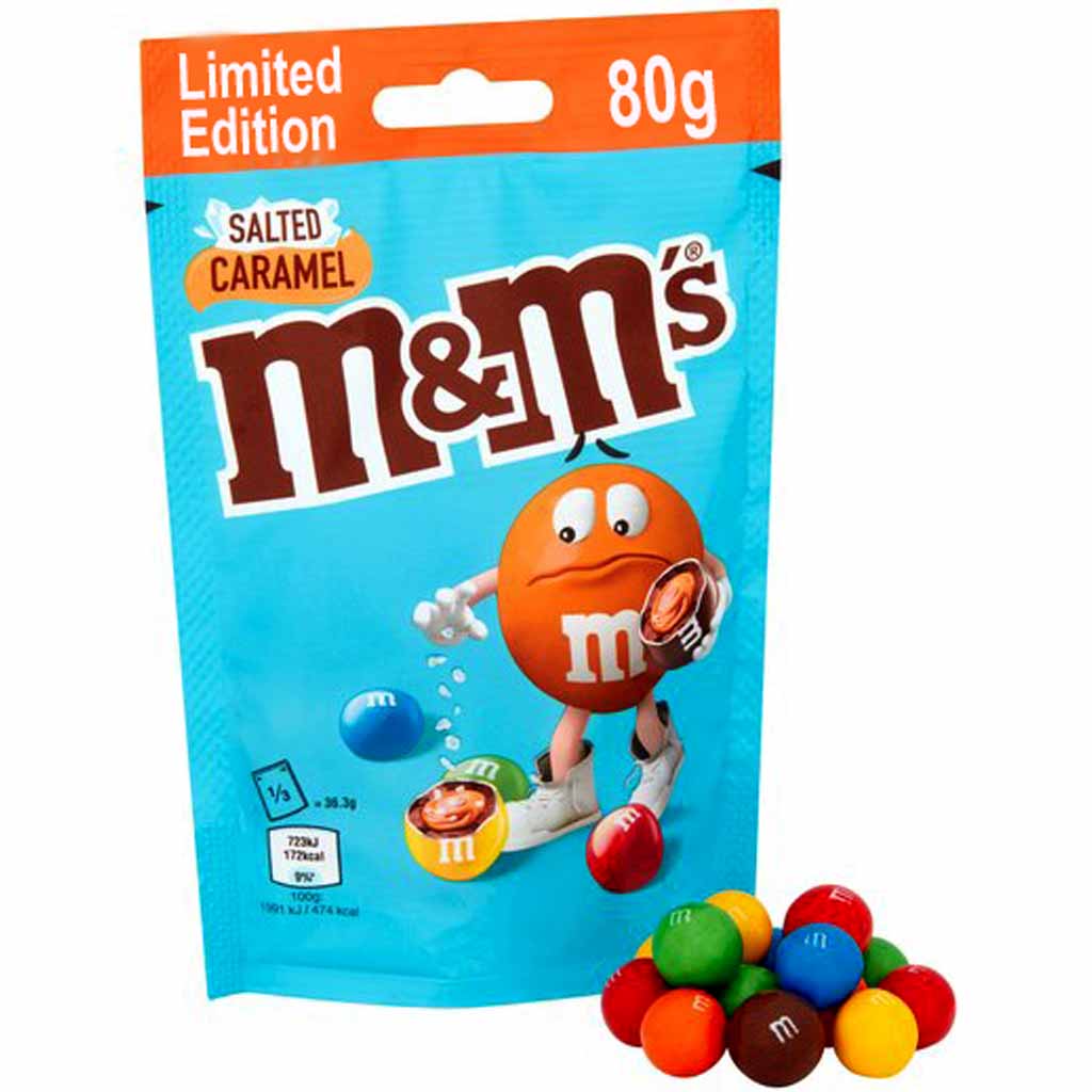 16x M&Ms Salted Caramel á 80g=1280g MHD:16.8.20