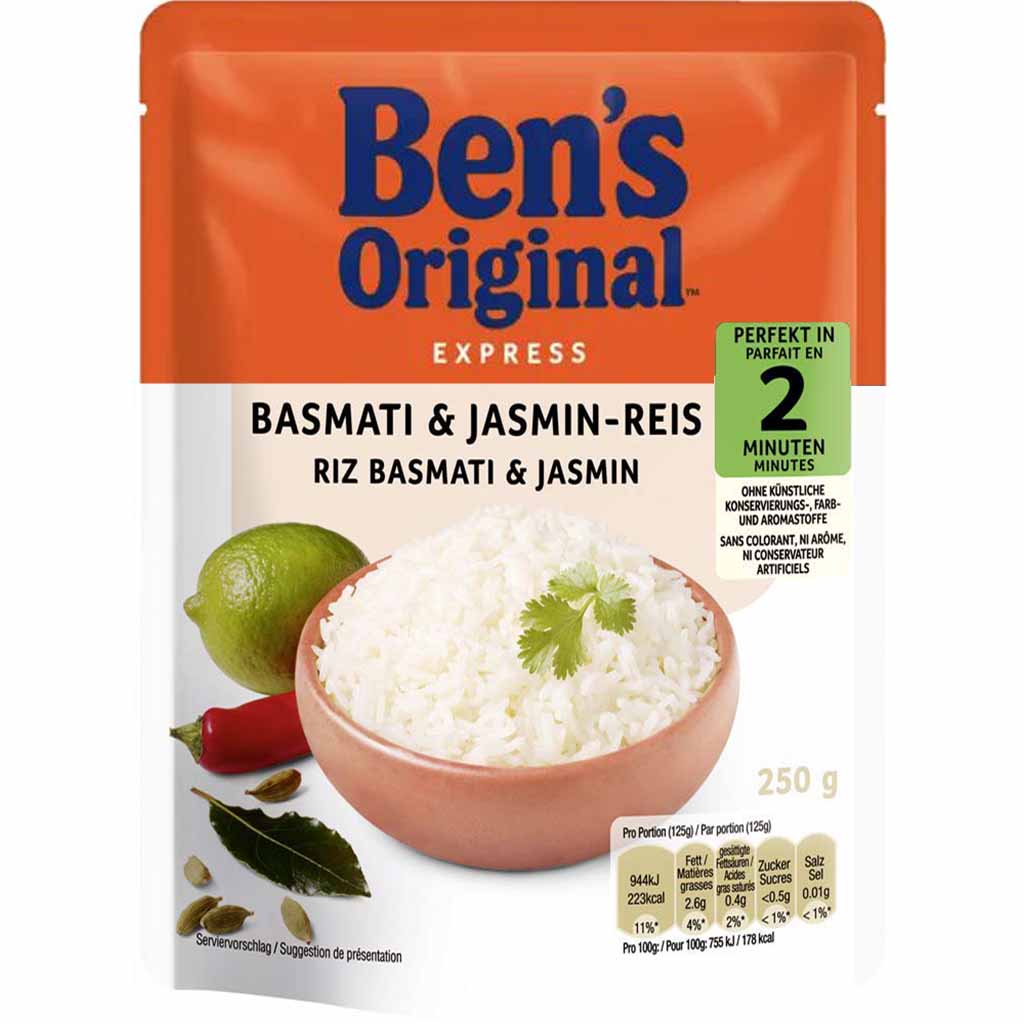6x Bens Original Express Basmati & Jasmin Reis á 250g=1,5kg MHD:21.6.22