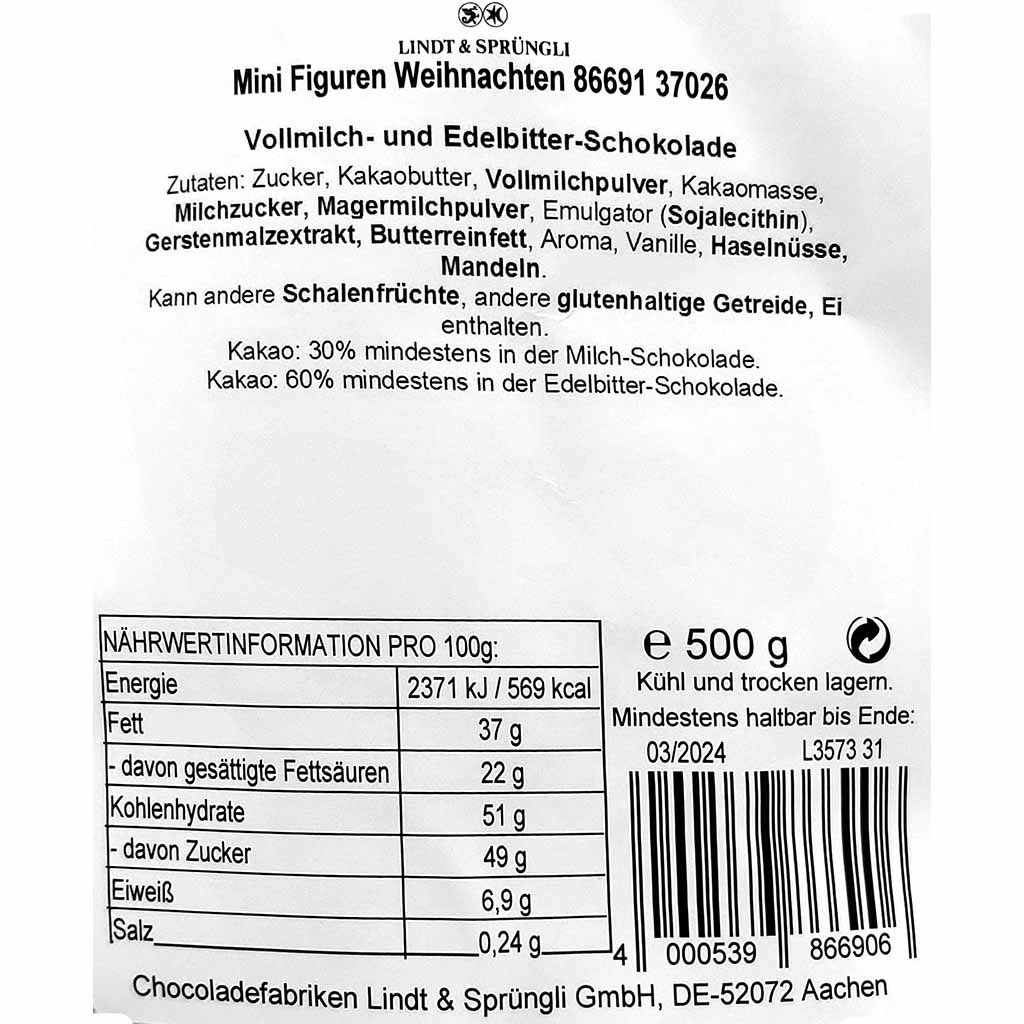 Lindt Weihnachten 86691 37026 Mini Figuren Mischung 500g