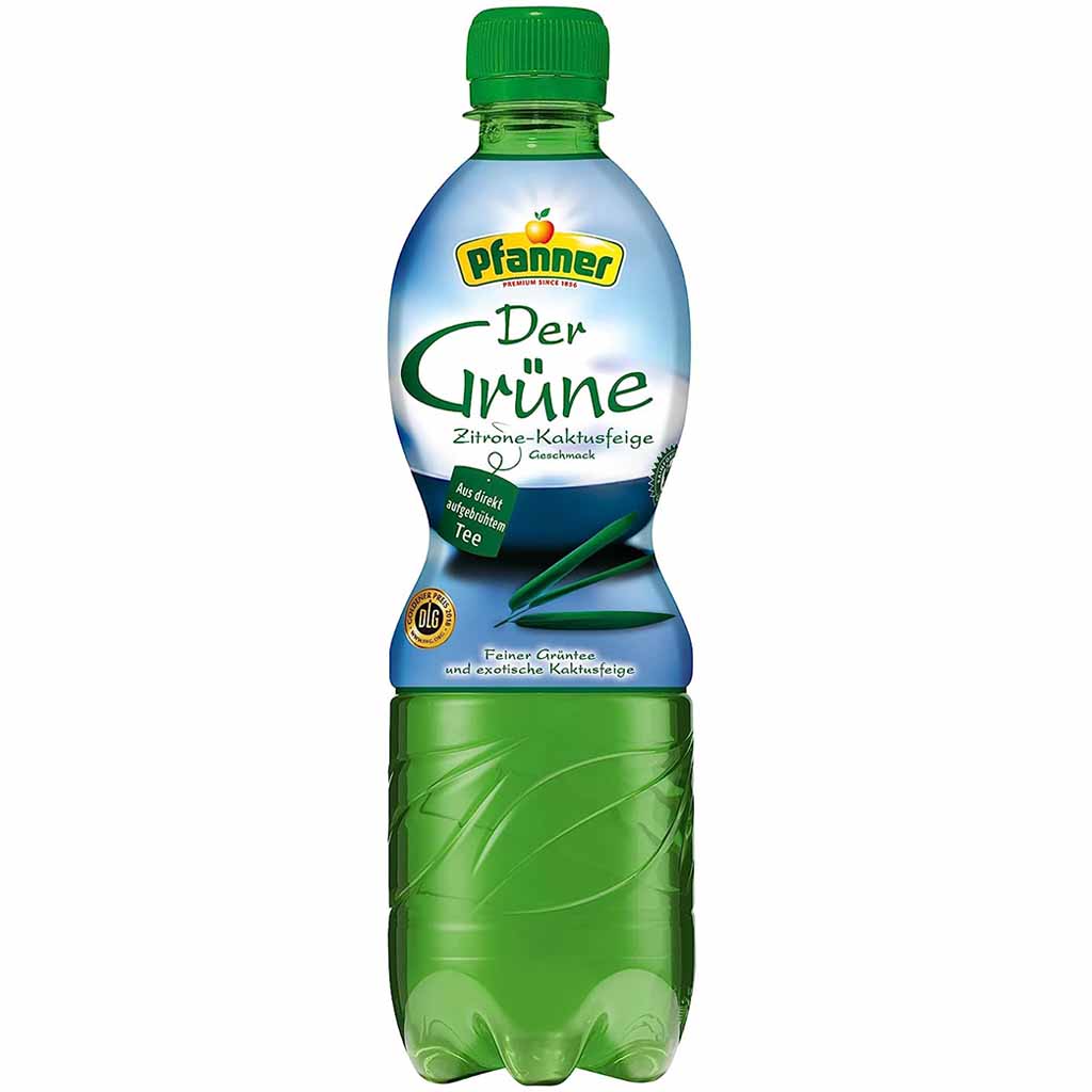 6x Pfanner Der Grüne Zitrone-Kaktusfeige grüner Tee PET á 0,5L=3L MHD:25.5.25