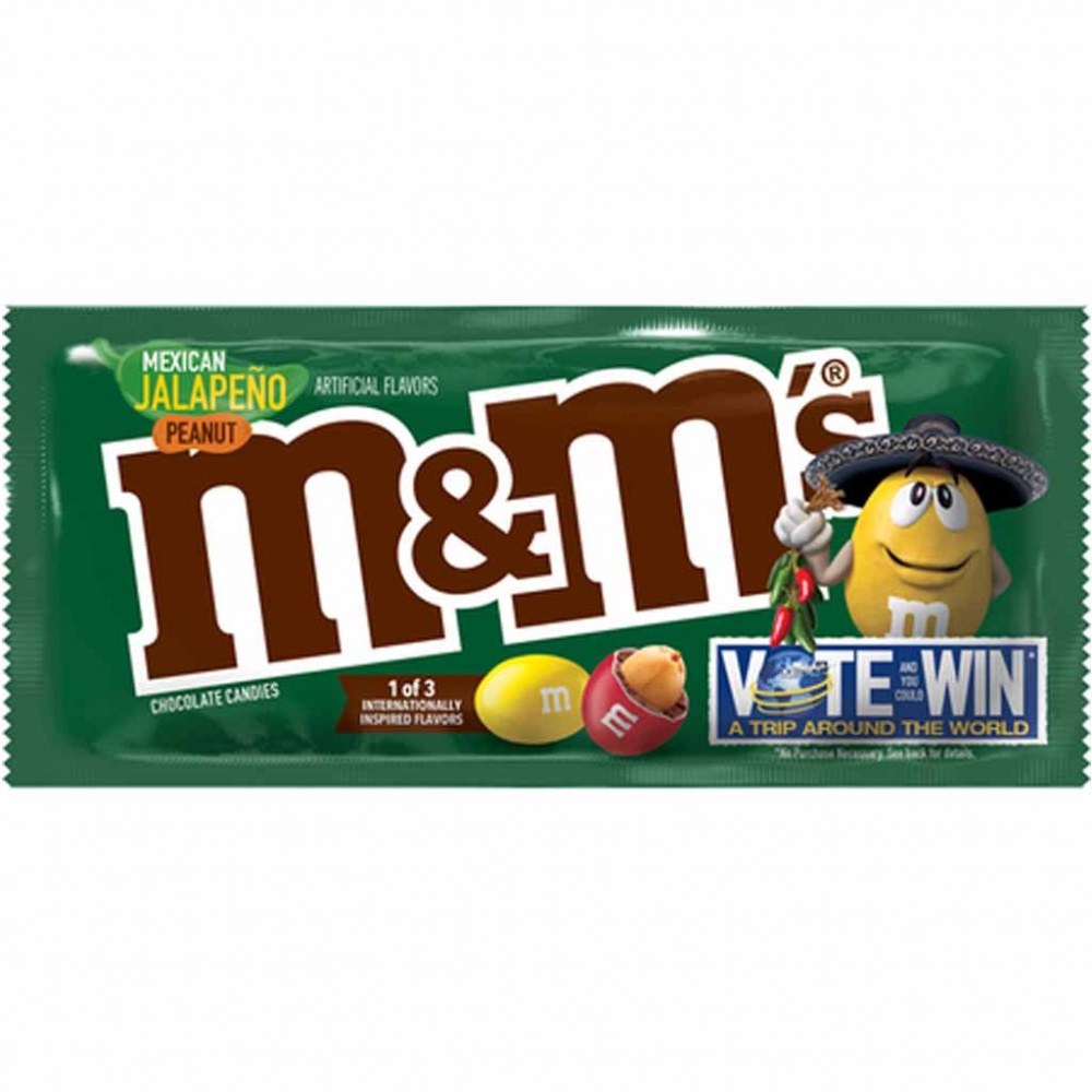 24x USA M&Ms Mexican Jalapeno Peanut Dragees á 49,3g=1183,2g MHD:12/19