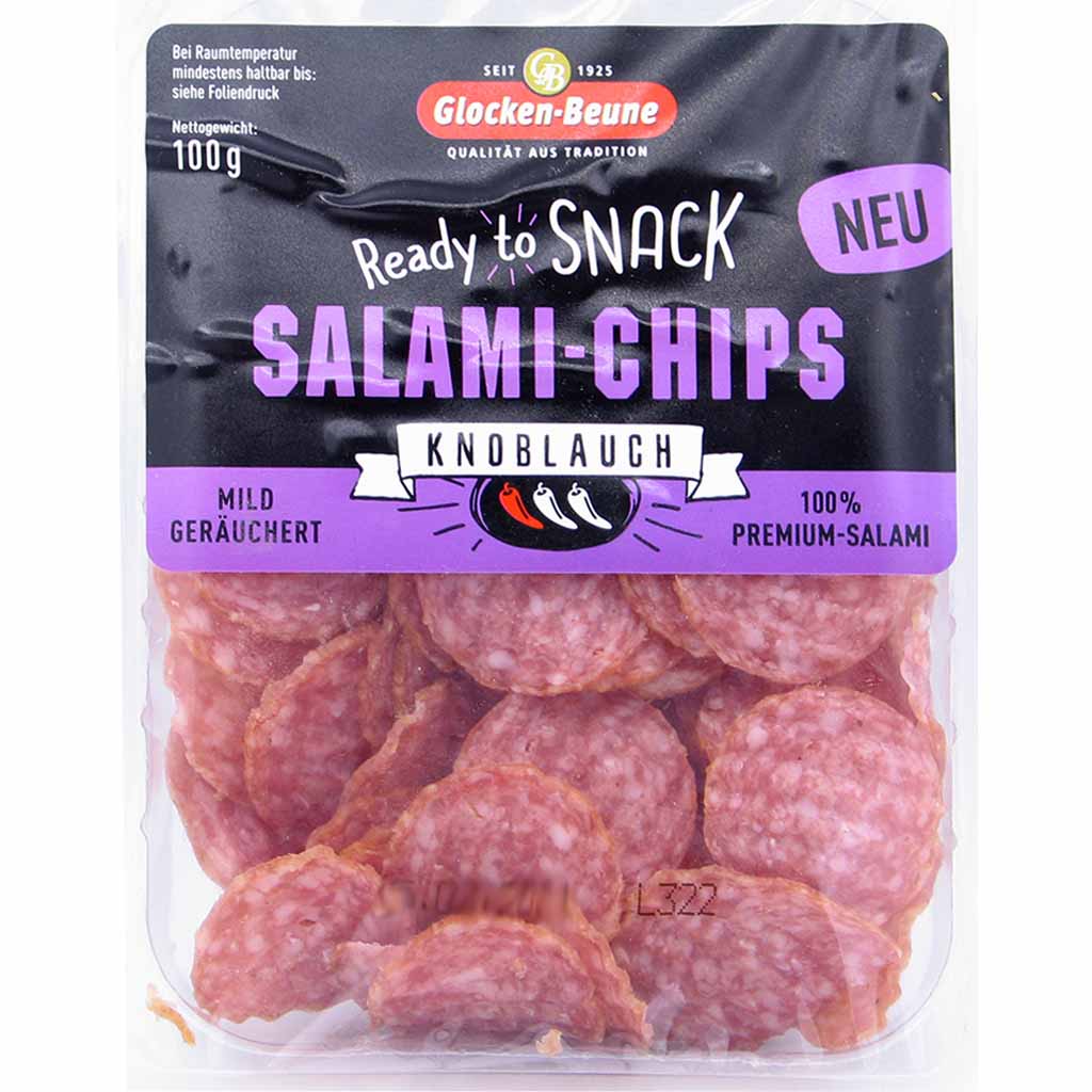Glocken-Beune Salami-Chips Knoblauch mild geräuchert 100g MHD:24.10.24
