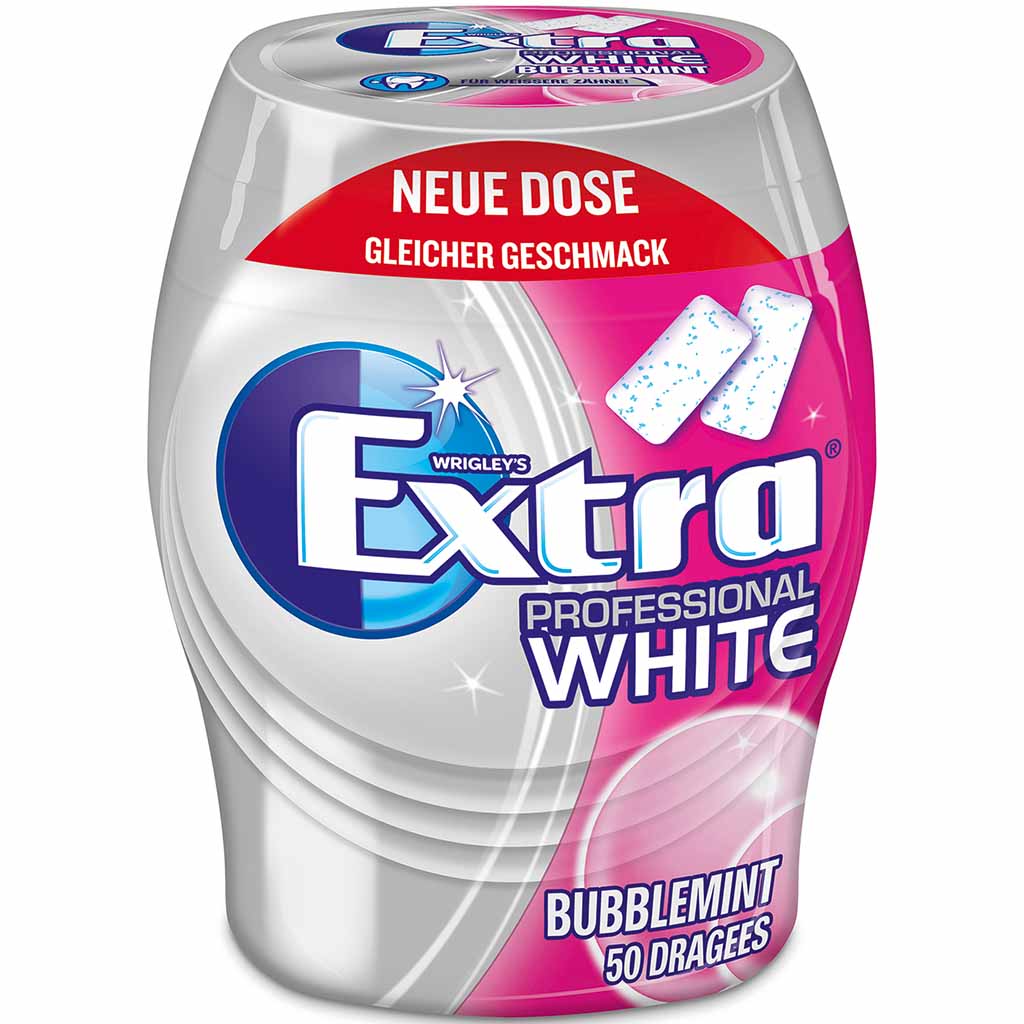 Wrigleys Extra Professional White Bubblemint 50er Kaugummi Dose MHD:16.5.24