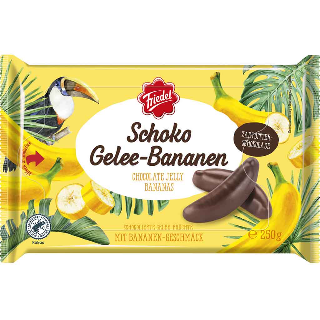 Friedel Schoko Gelee-Bananen Zartbitterschokolade 250g MHD:30.11.24