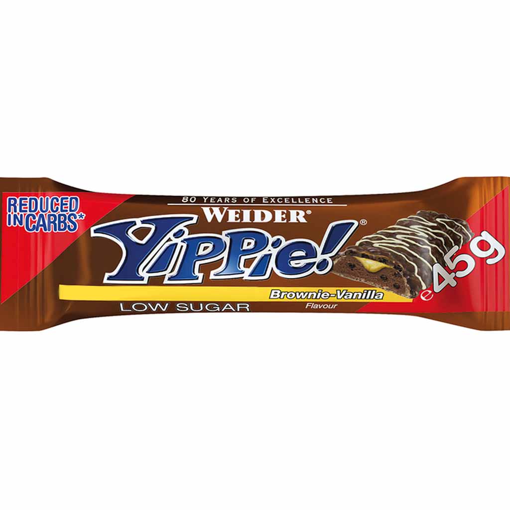 12x Yippie! Protein Riegel Brownie-Vanille á 45g=540g MHD:30.11.24