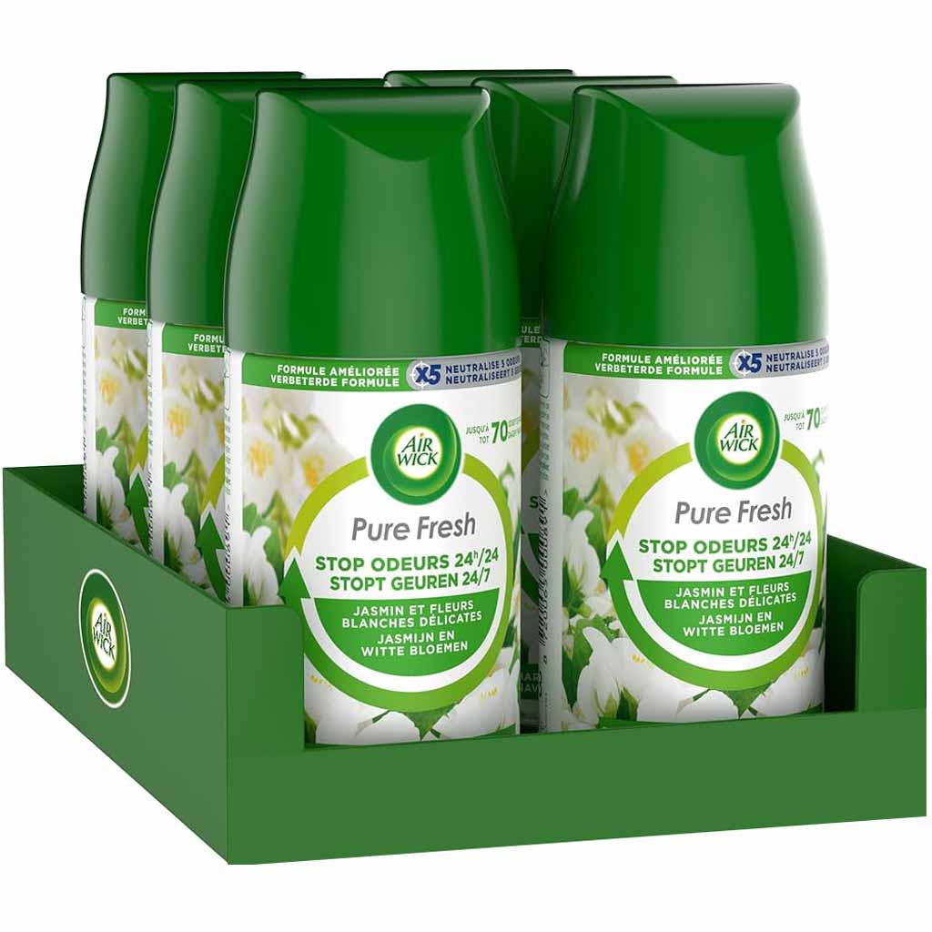 6x Air Wick Lufterfrischer Freshmatic Pure Fresh Jasmin Nachfüllung á 250ml=1500ml