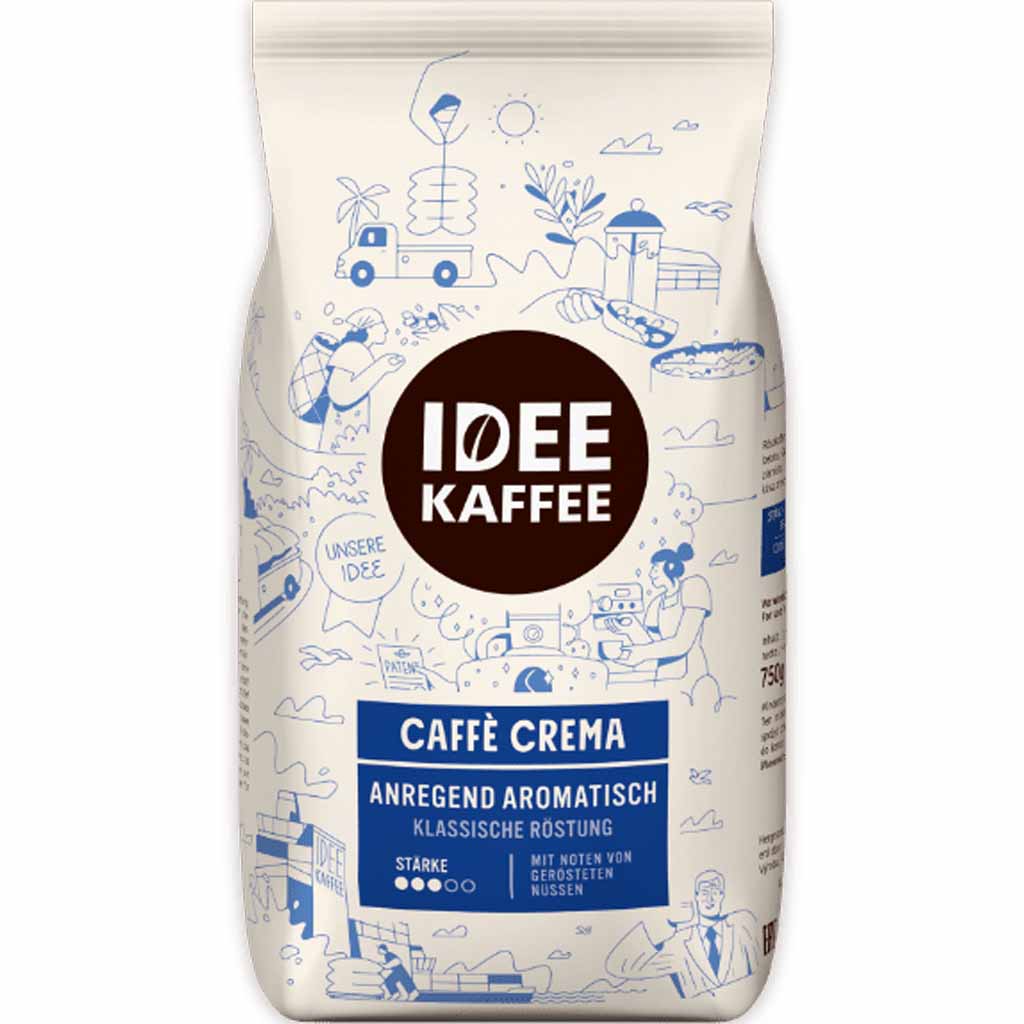 Idee Kaffee Caffe Crema klassische Röstung ganze Bohnen 750g MHD:28.2.25