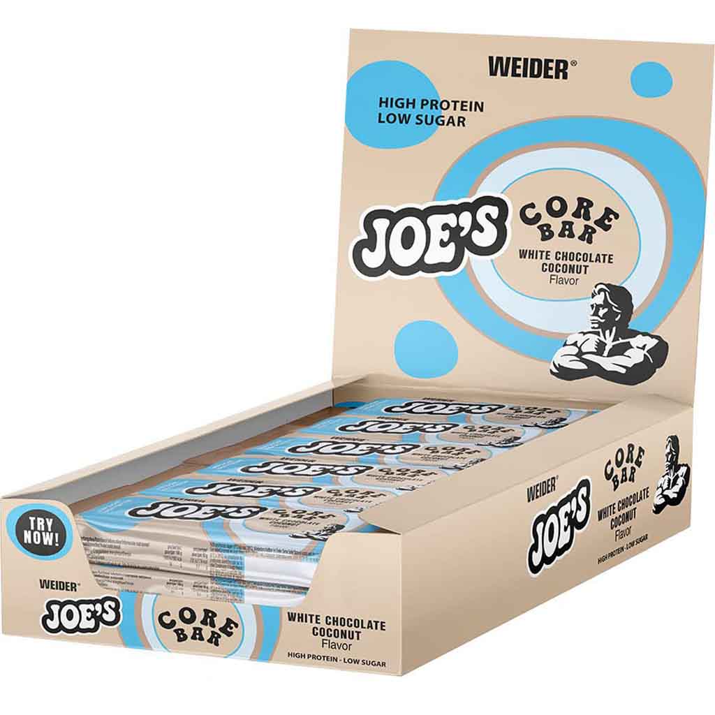 12x Weider Joes Core Bar White Chocolate Coconut Eiweißriegel á 45=540g MHD:30.6.24