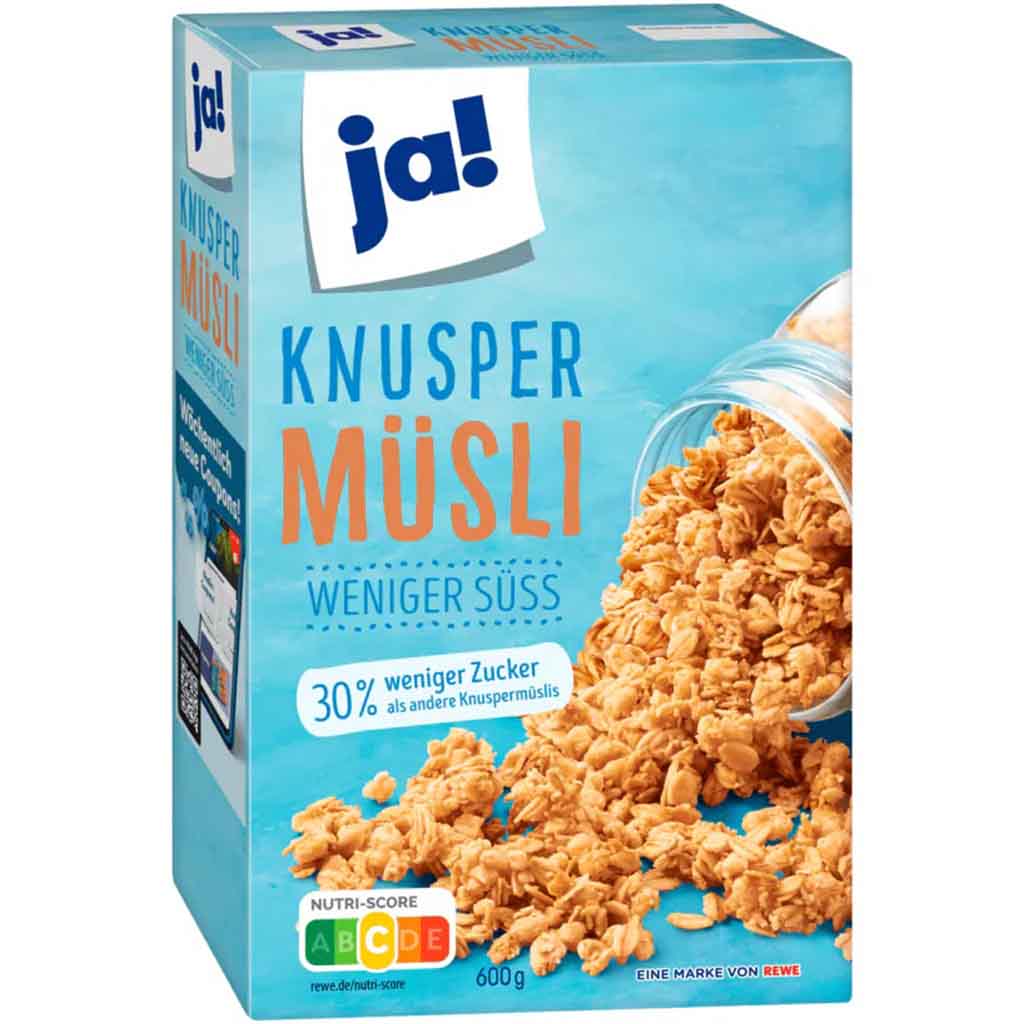ja! Knusper Müsli weniger süß 600g MHD:1.8.25