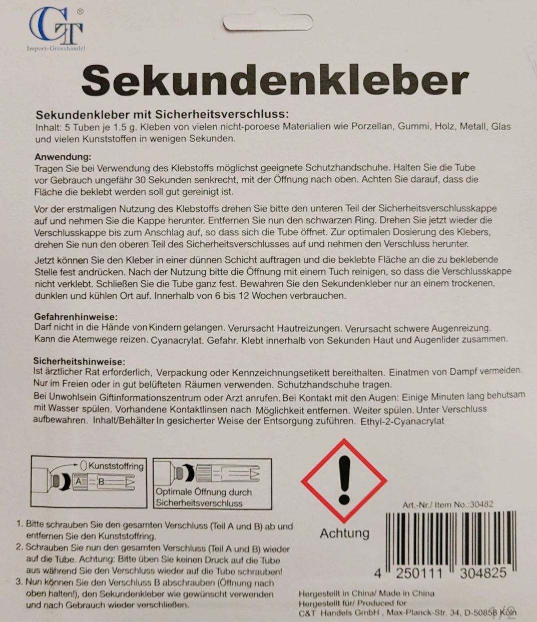 Sekundenkleber mit Sicherheitsverschluss 5 x 1,5g
