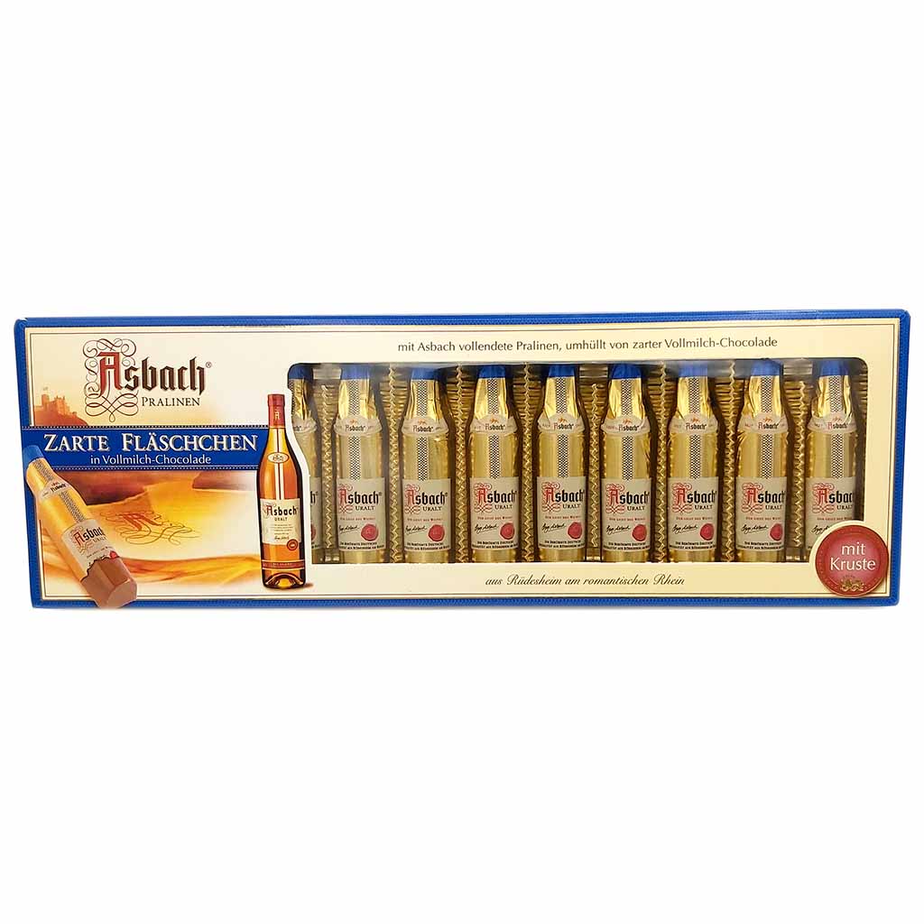 Asbach Pralinen Zarte Fläschchen in Vollmilch Chocolade 150g 4000956021988