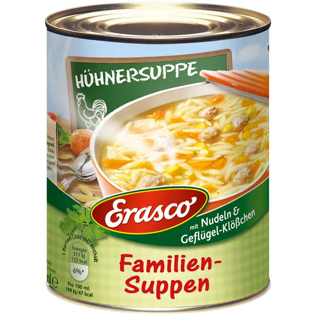 Erasco Suppen Hühnersuppe mit Nudeln & Geflügel-Klößchen 800ml MHD:30.12.26