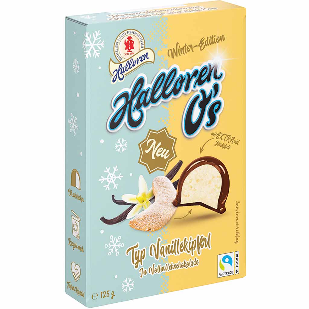 Original Halloren Kugeln O's Vanillekipferl 125g MHD:10.6.23
