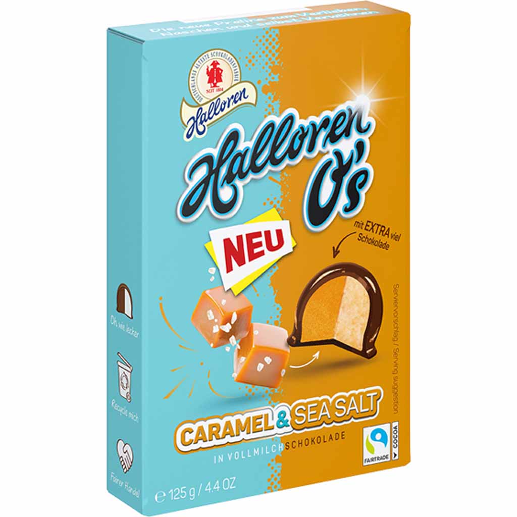 Original Halloren Kugeln O's Caramel & Sea Salt 125g MHD:21.5.24