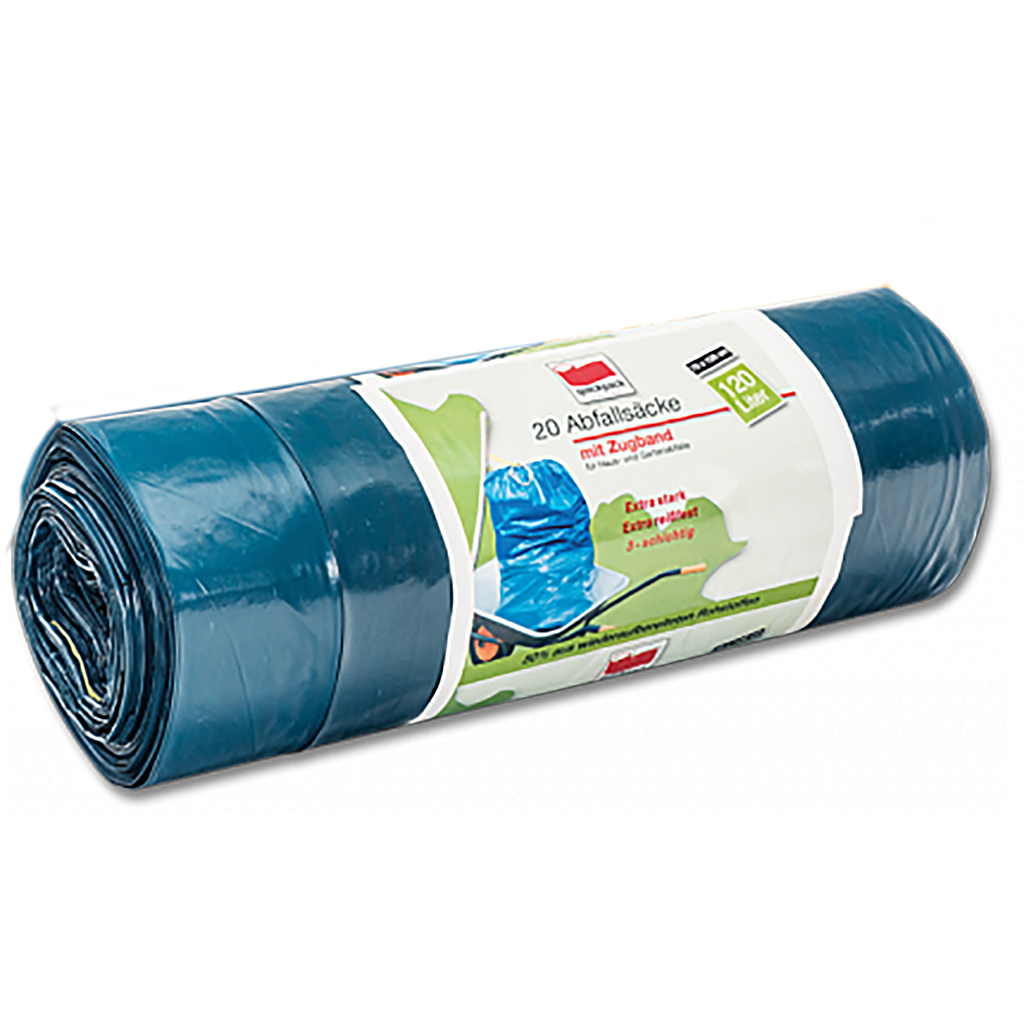 Zugband Müllbeutel 60 Liter Extra Stark 20 Stück 64x71 cm grün