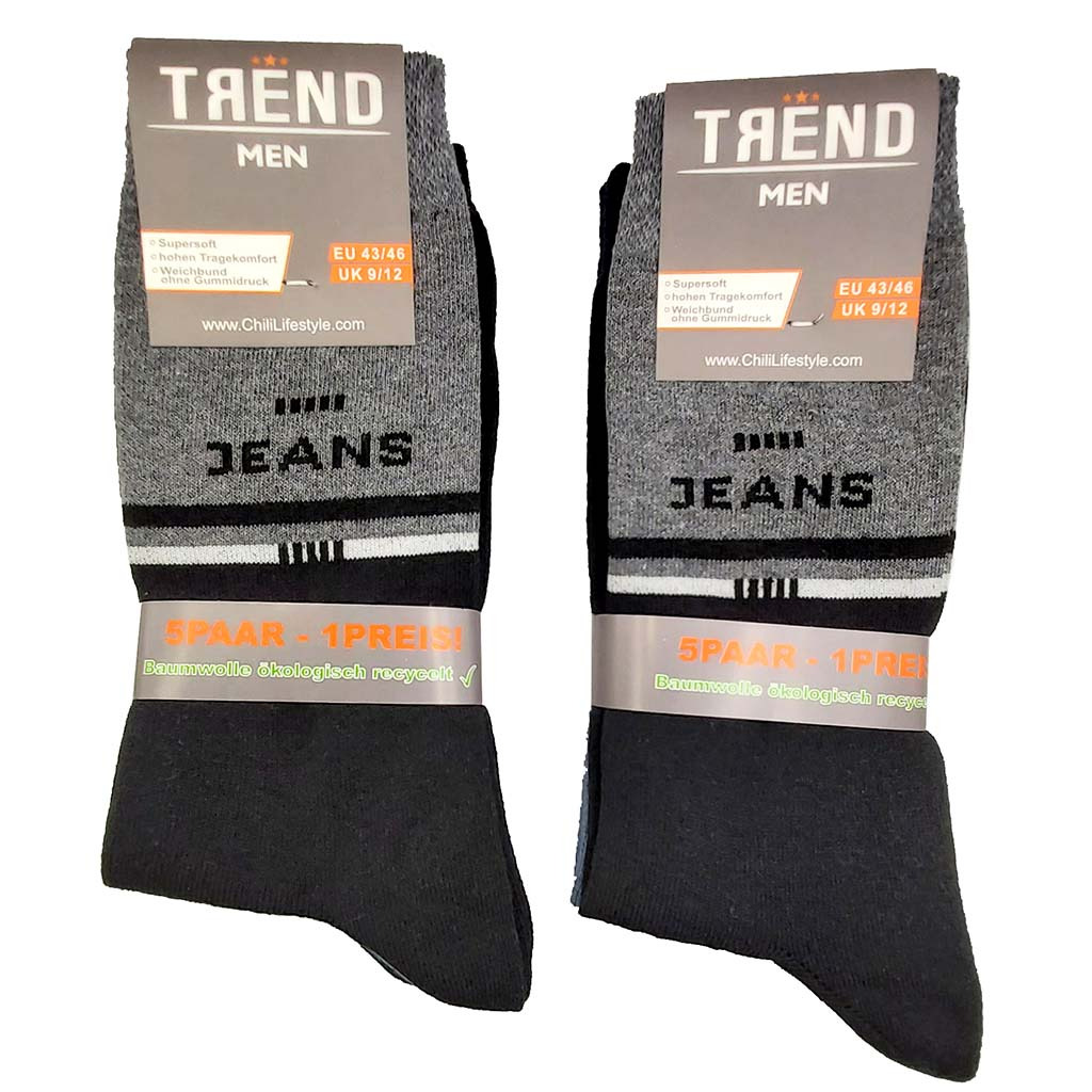 10 Paar Trend Jeans Herrensocken Gr. 39-42