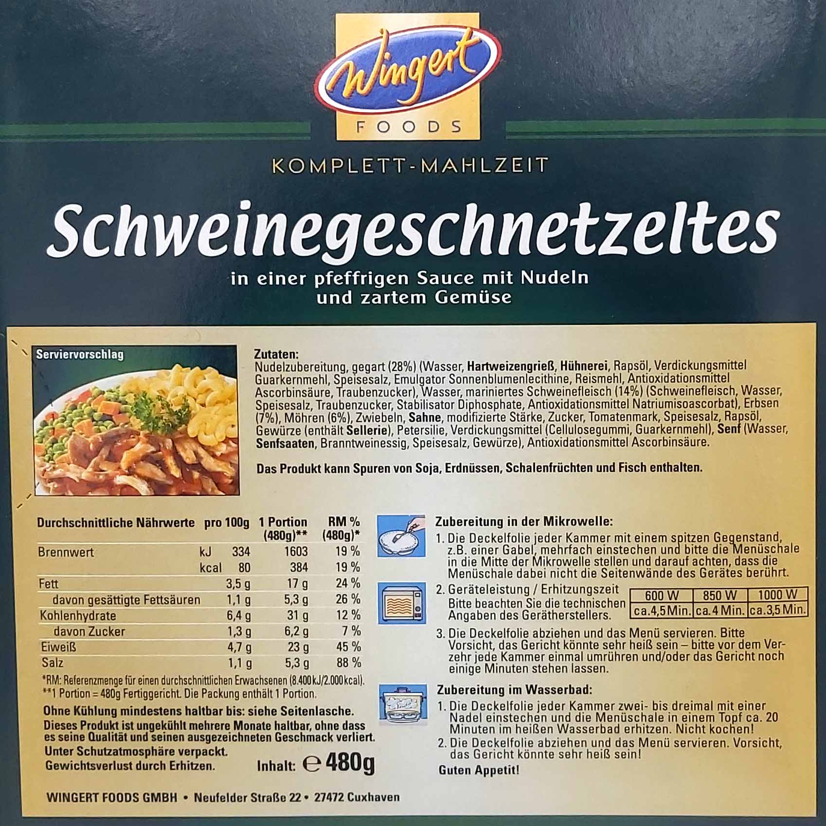 Wingert Fertiggericht Schweinegeschnetzeltes mit Nudeln und Gemüse 480g
