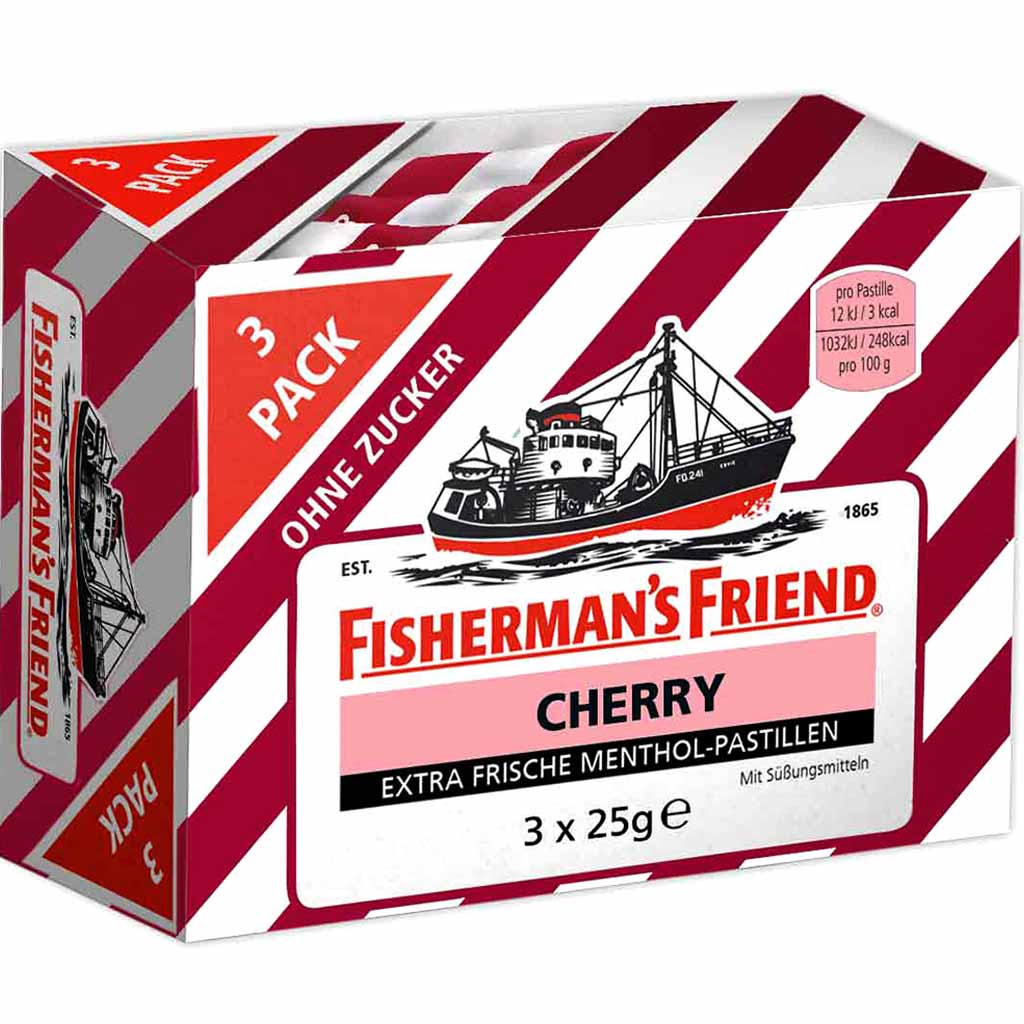 Fishermans Friend CHERRY ohne Zucker 3x 25g=75g MHD:30.12.24