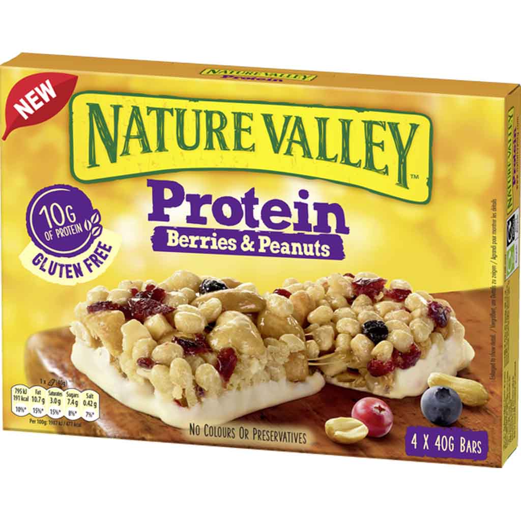 Nature Valley Protein Riegel Berries & Peanuts 4er 160g MHD:9.7.22