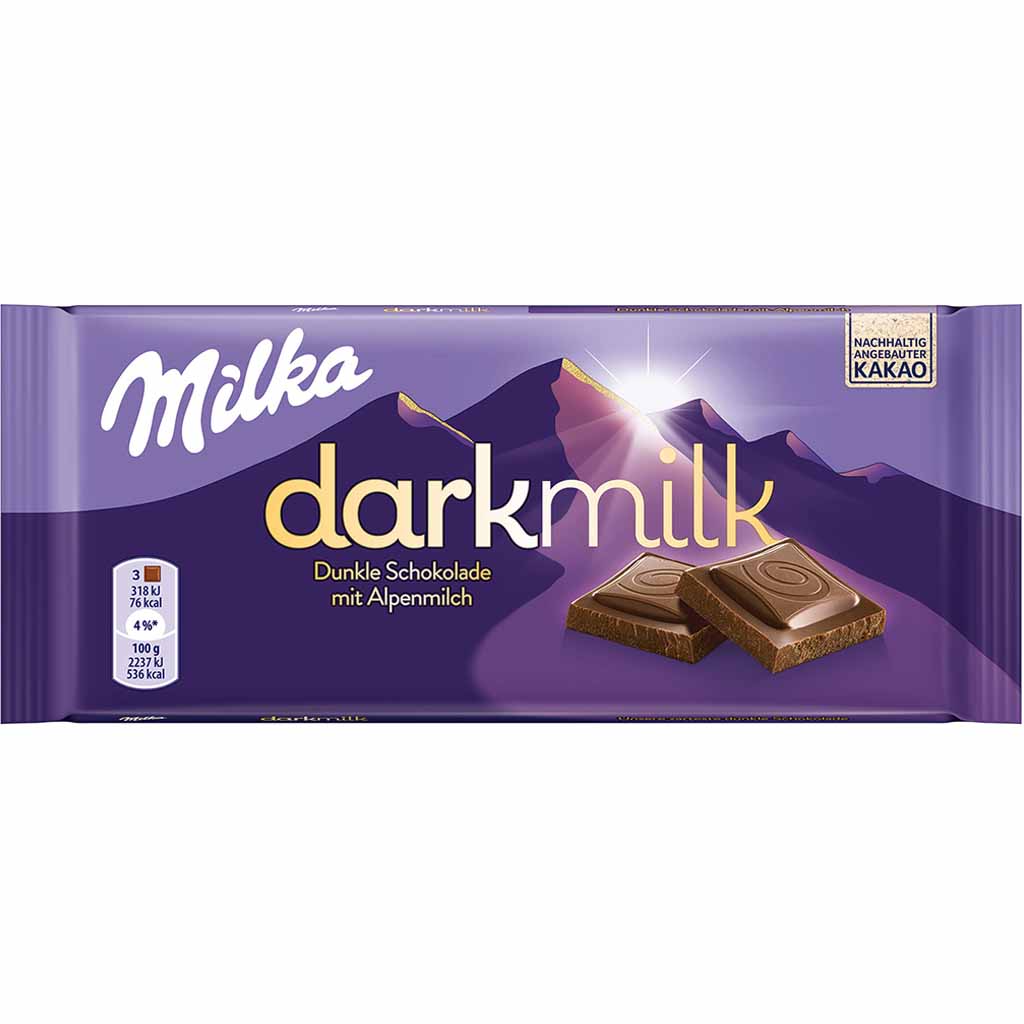 Milka Tafelschokolade darkmilk Dunkle Schokolade 85g MHD:5.8.22