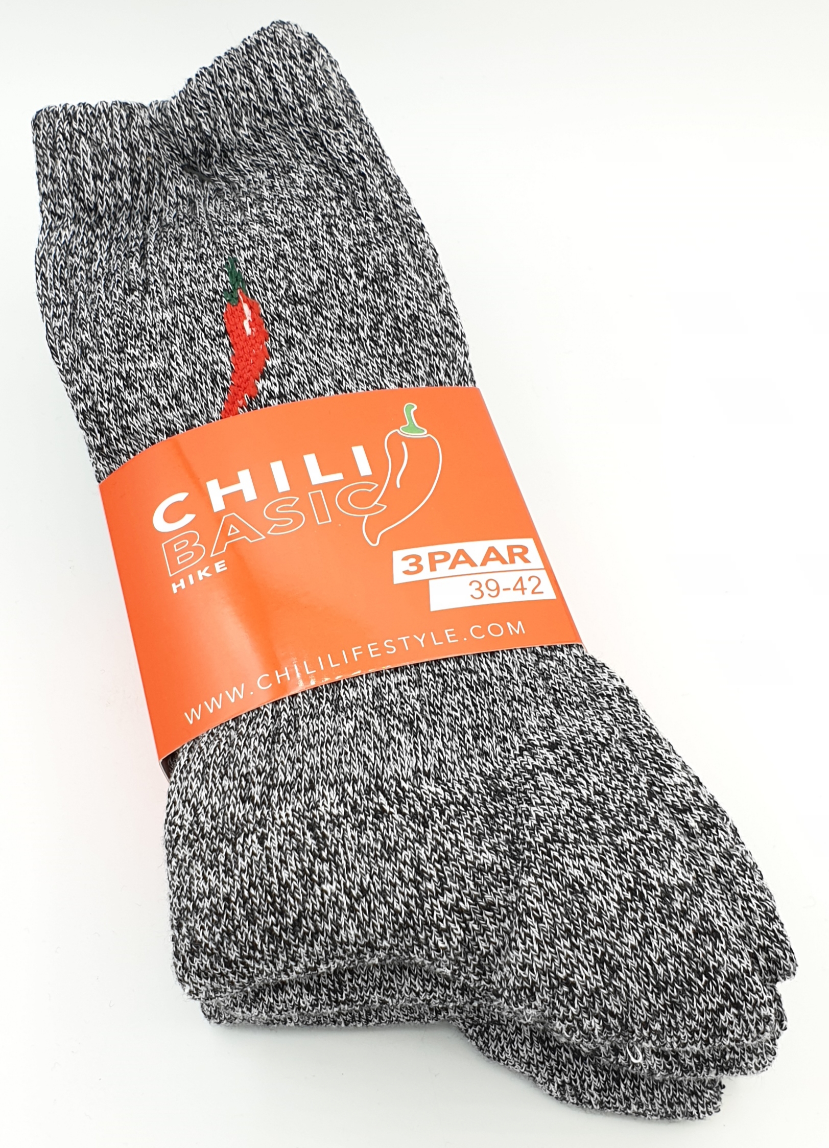 3x Chili Basic Hike Socks Socken Gr. 39-42 Grau