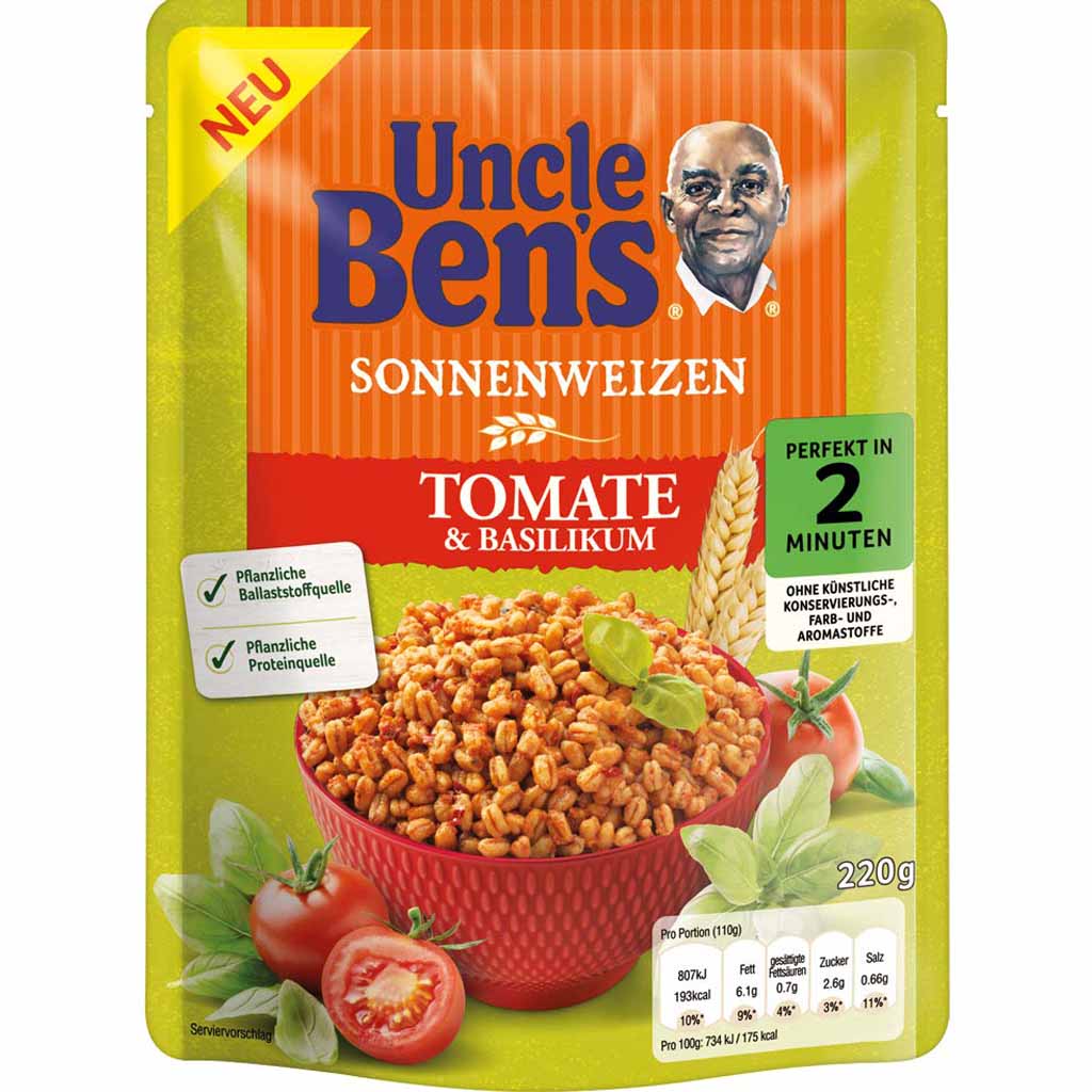 6x Bens Original Express Sonnenweizen Tomate & Basilikum á 220g=1320g MHD:13.4.22