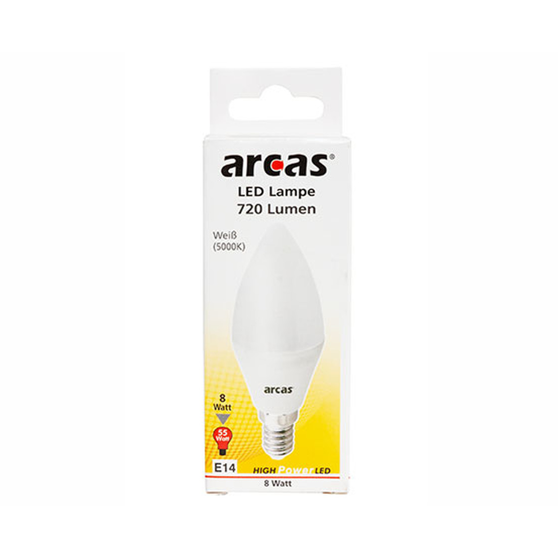 ARCAS LED Birne E14 8W entspricht 50W 720 Lumen Tageslicht 5000K