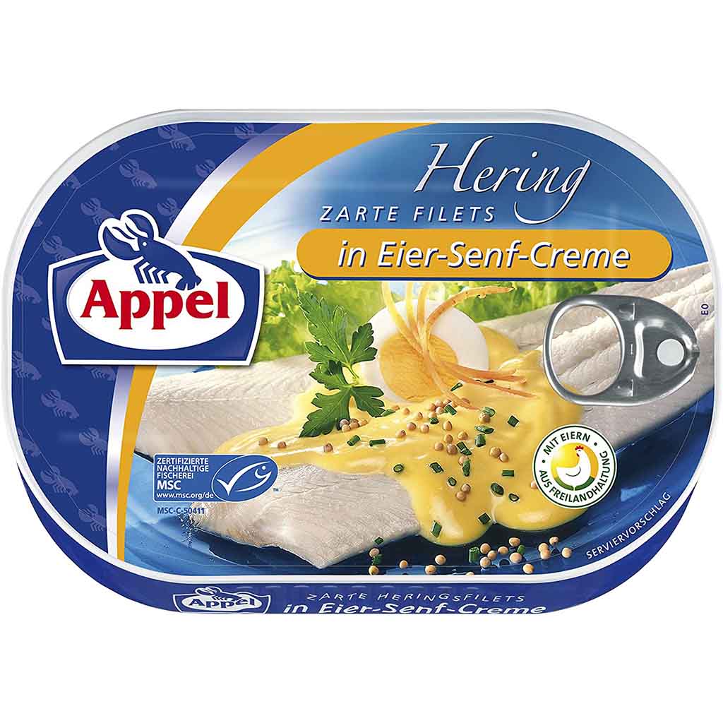 Appel Heringsfilets in Eier-Senf-Creme 2-te Sortierung 200g MHD:31.8.23