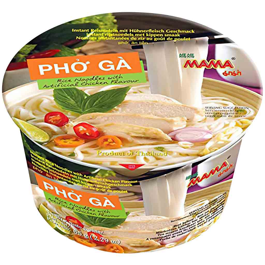 Mama Instant Reisnudelgericht Pho Ga Chicken Soup im Becher 6x65g=390g MHD:30.8.24