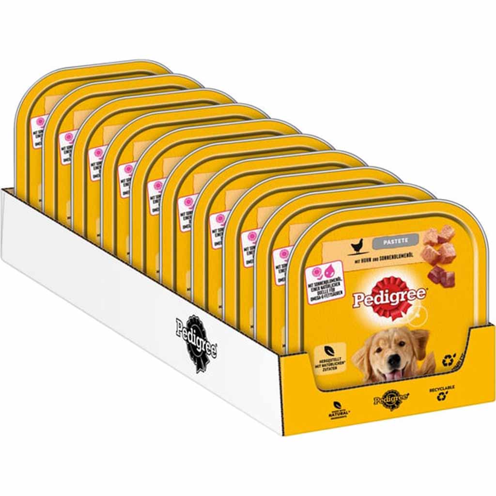 10x Pedigree Nassfutter Adult Pastete mit Huhn und Sonnenblumenöl á 300g=3000g MHD:16.12.24
