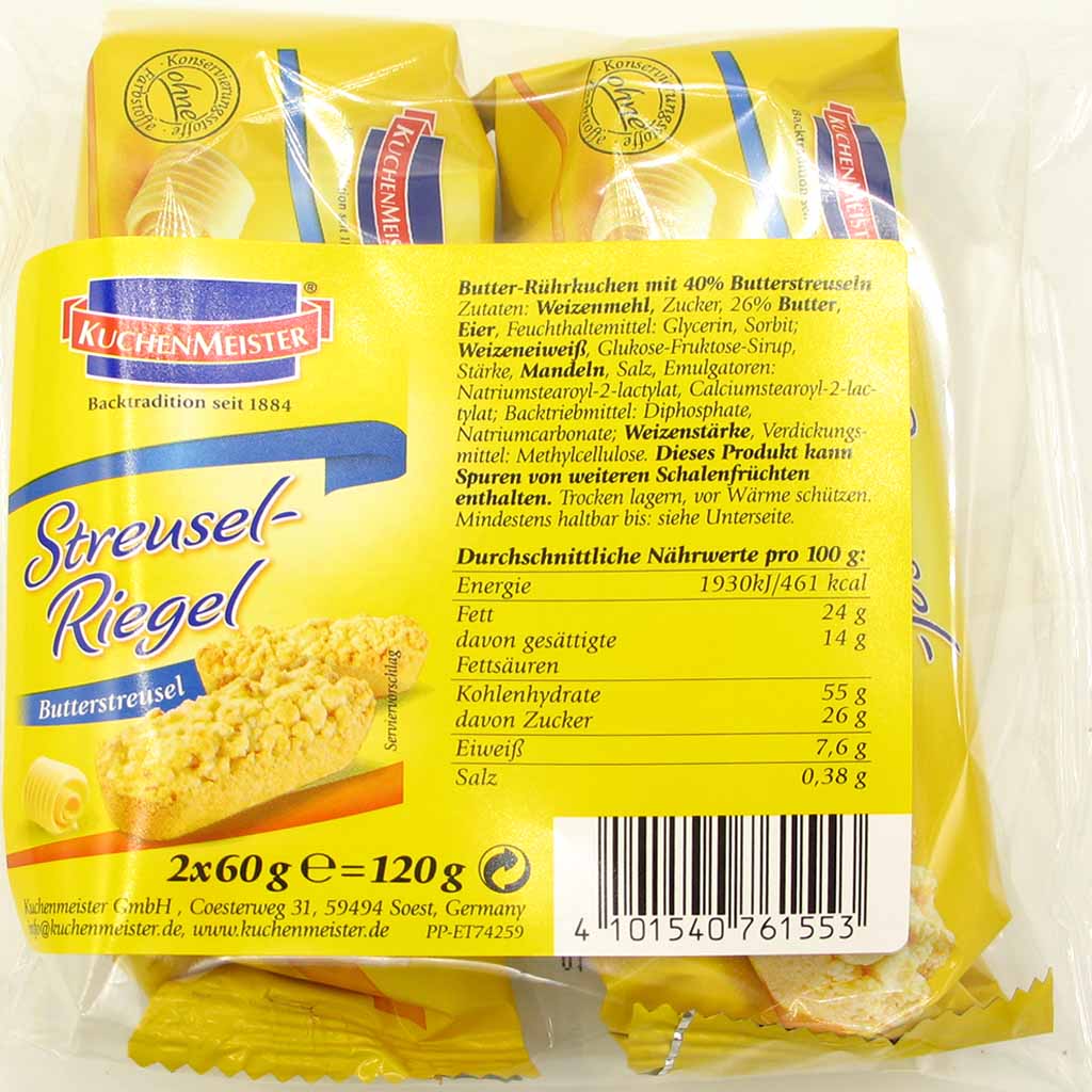 Kuchenmeister Streusel Riegel Butterstreusel 2er 120g