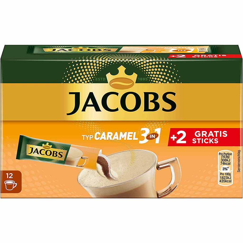 Jacobs Sticks 3 in1 Caramel 12x16,9g=202,8g MHD:1.3.23