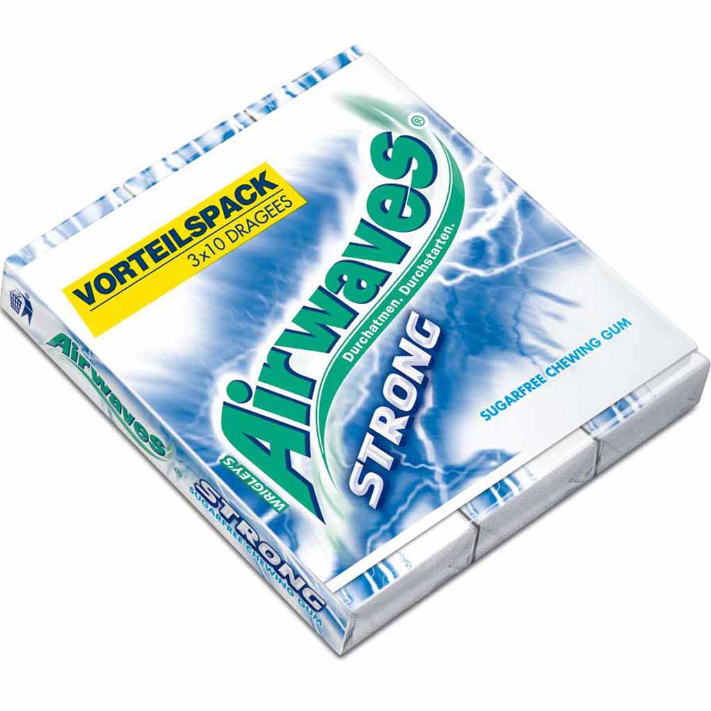 Wrigleys Airwaves Strong 3er 30 Dragees MHD:12.8.24