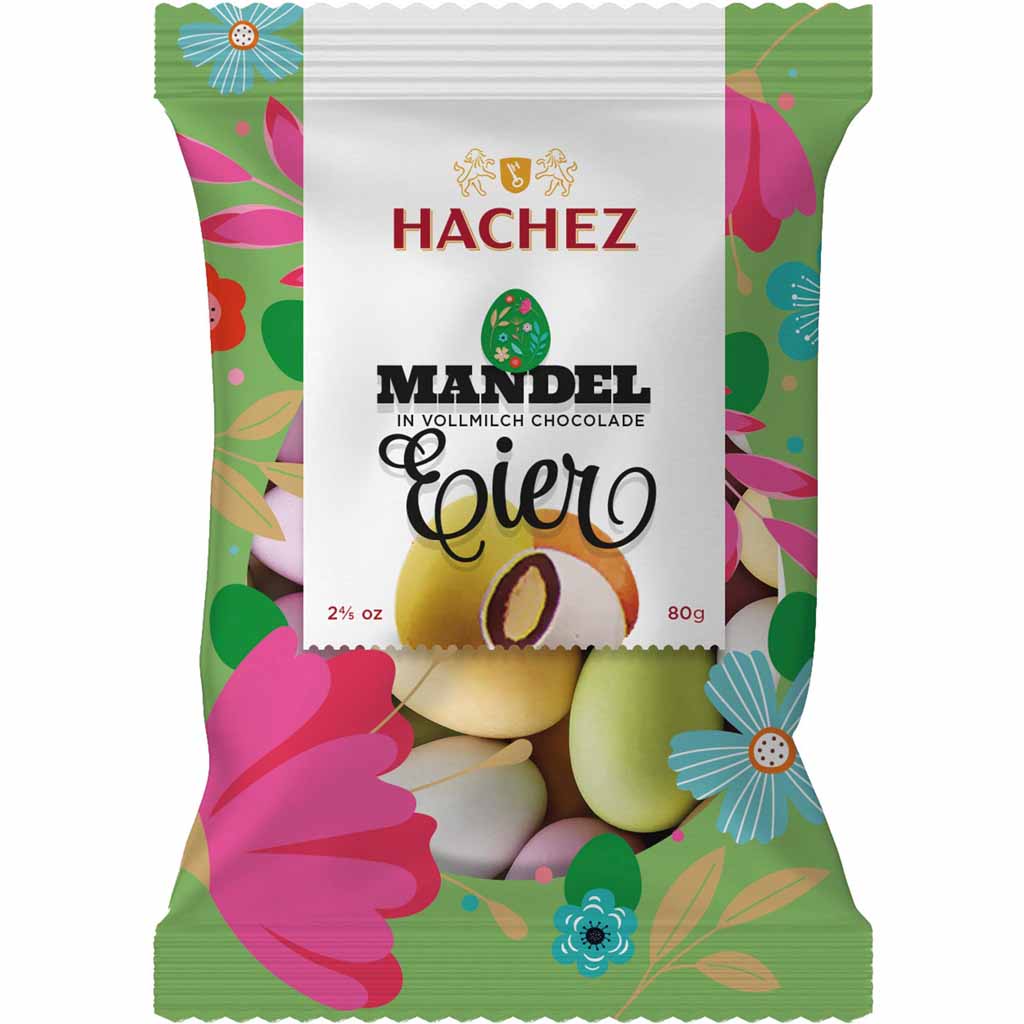 Hachez Mandel Ostereier 80g MHD:15.9.23