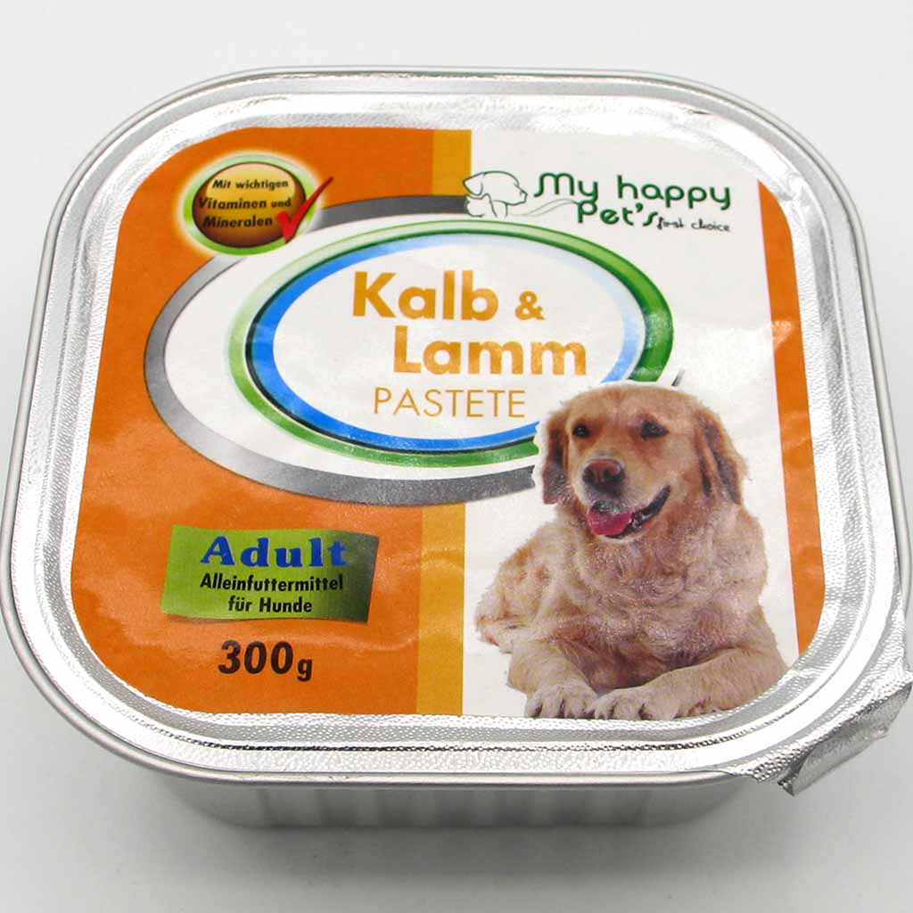 Hundefutter my happy Pets Kalb & Lamm Pastete 300g MHD:3.2.22