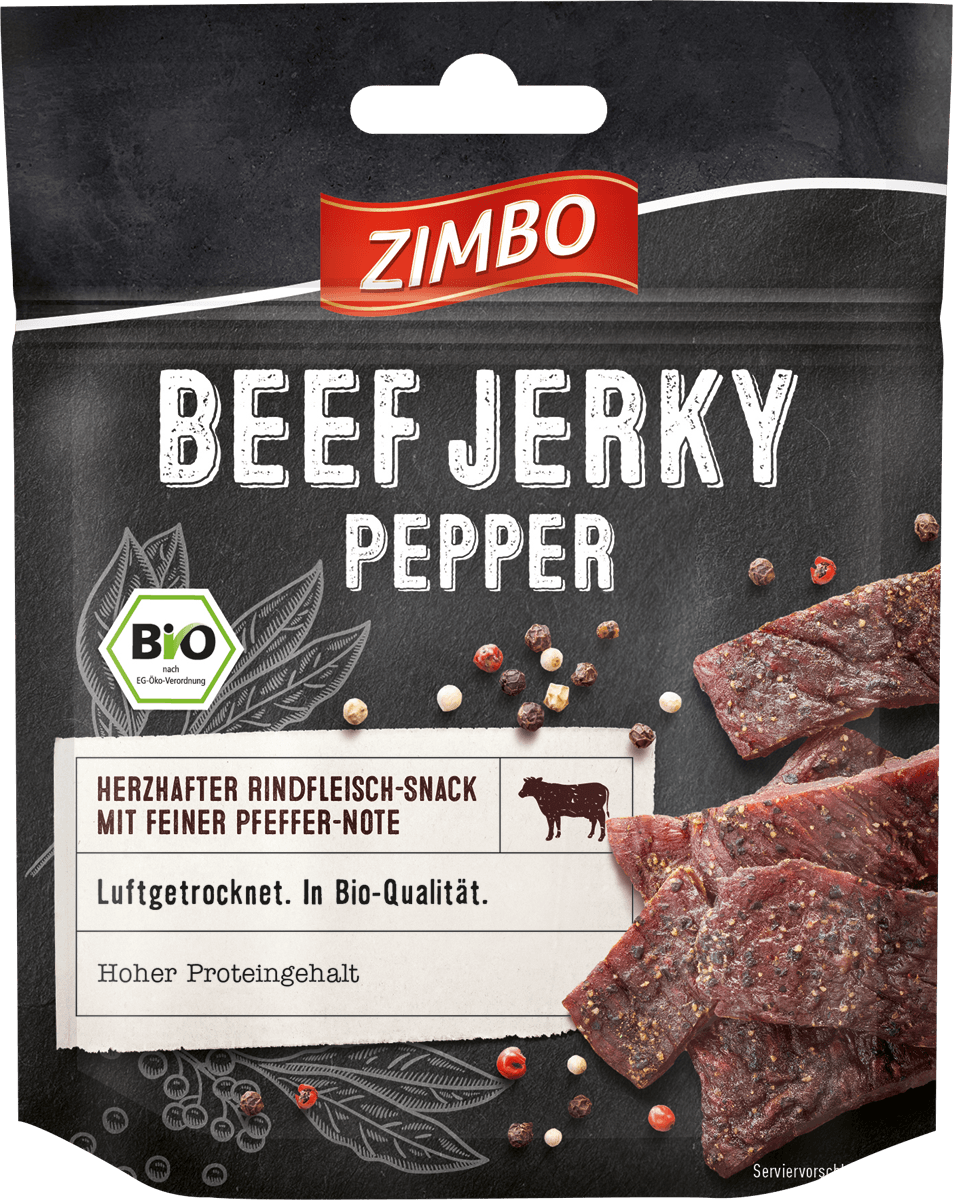 Zimbo Bio Beef Jerky Pepper 25g MHD:26.8.23