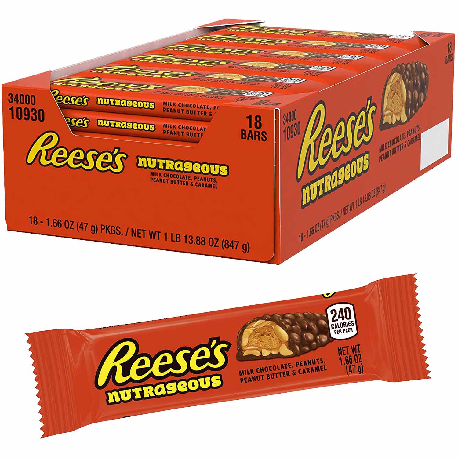 18x Reeses Nutrageous Riegel á 47g=846g MHD:26.3.25