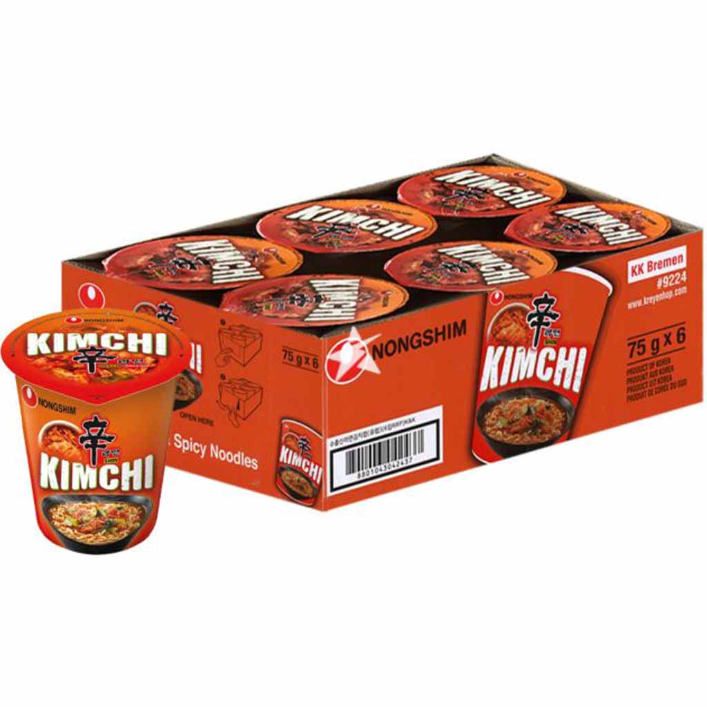 Nongshim Instant Nudelgericht Kimchi Becher 6x75g=450g MHD:21.6.24