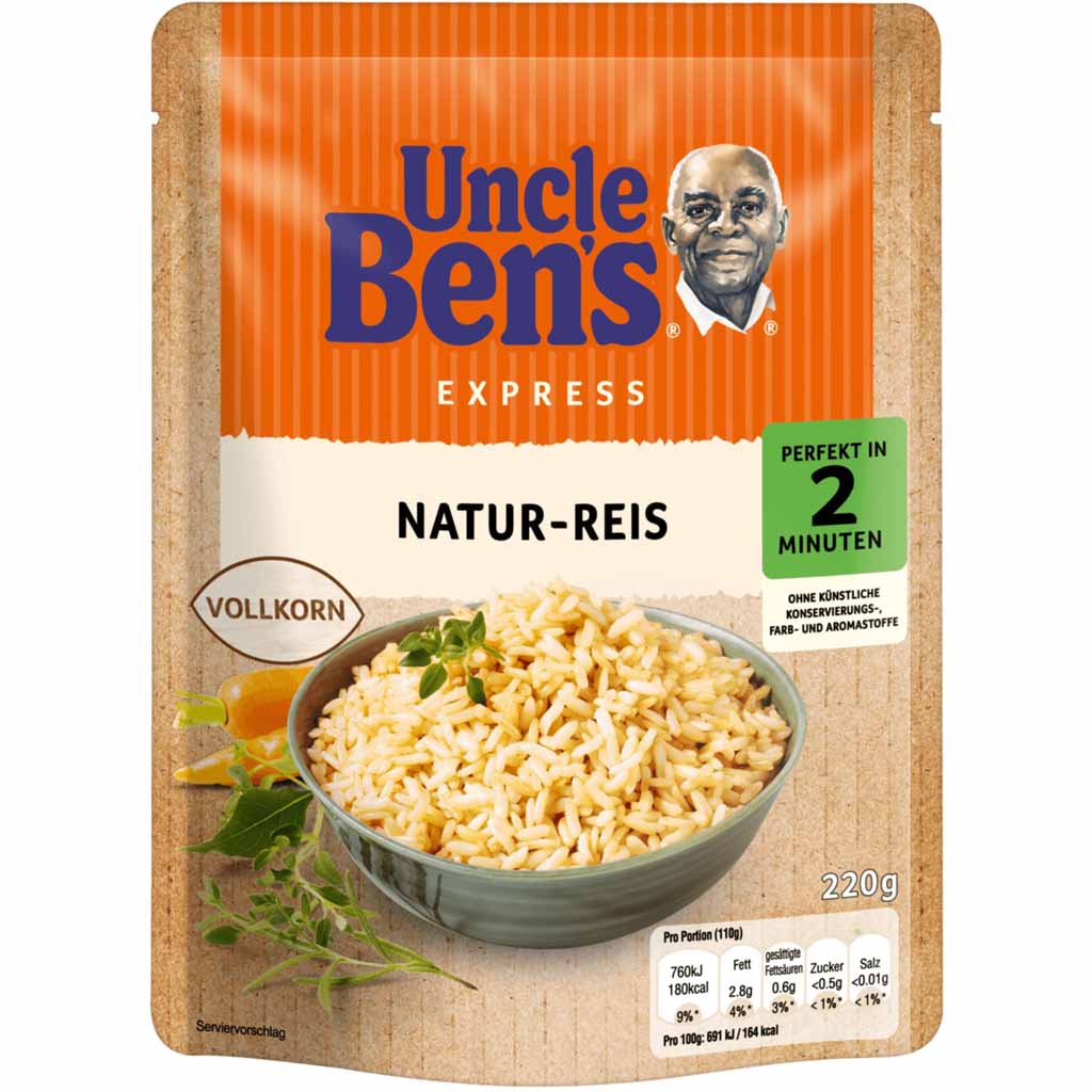 6x Bens Original Express Vollkorn Natur-Reis á 220g=1320g MHD:9.5.22