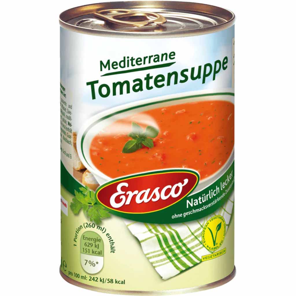 Erasco Suppen Mediterrane Tomatensuppe 390ml MHD:30.12.27