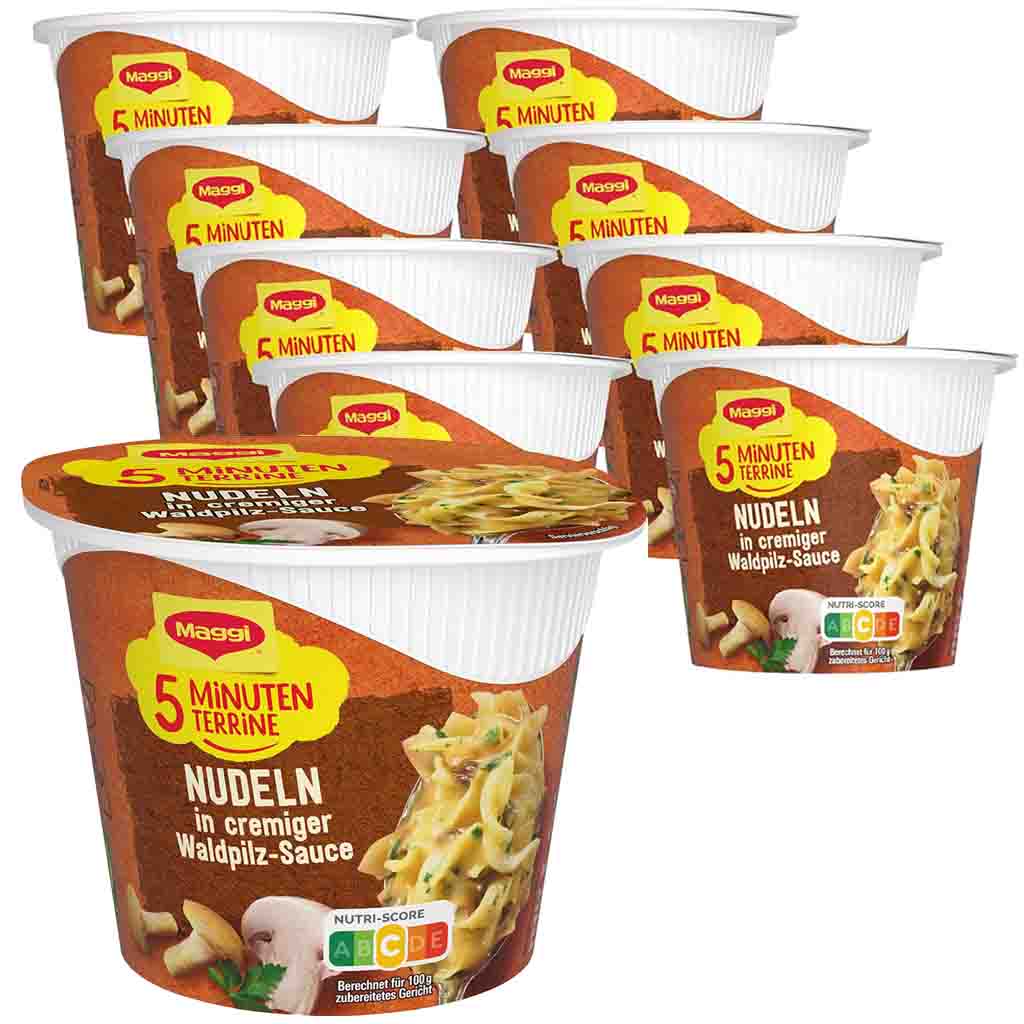 8x Maggi 5 Minuten Terrine Nudeln Waldpilz Rahmsauce á 56g=448g MHD:30.7.25