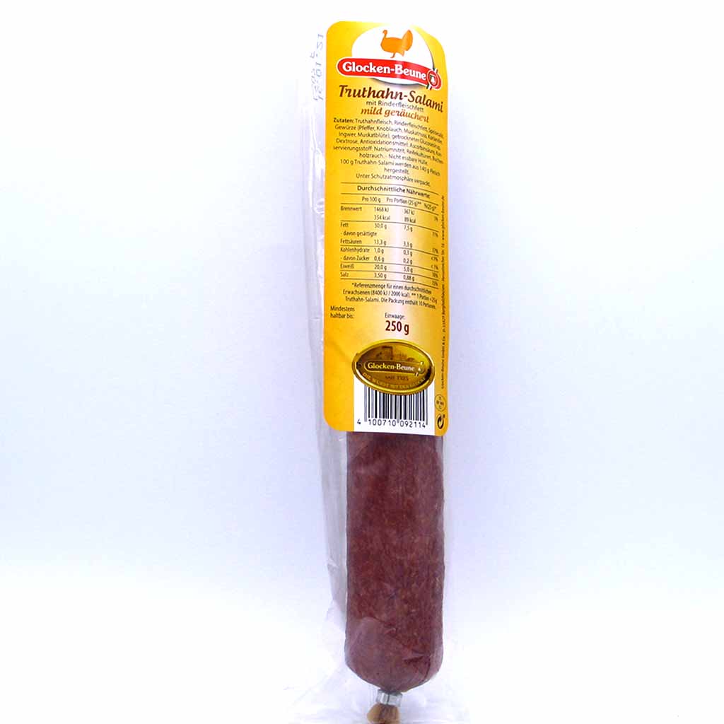 Glocken-Beune Truthahn-Salami mild geräuchert 250g MHD:9.6.24