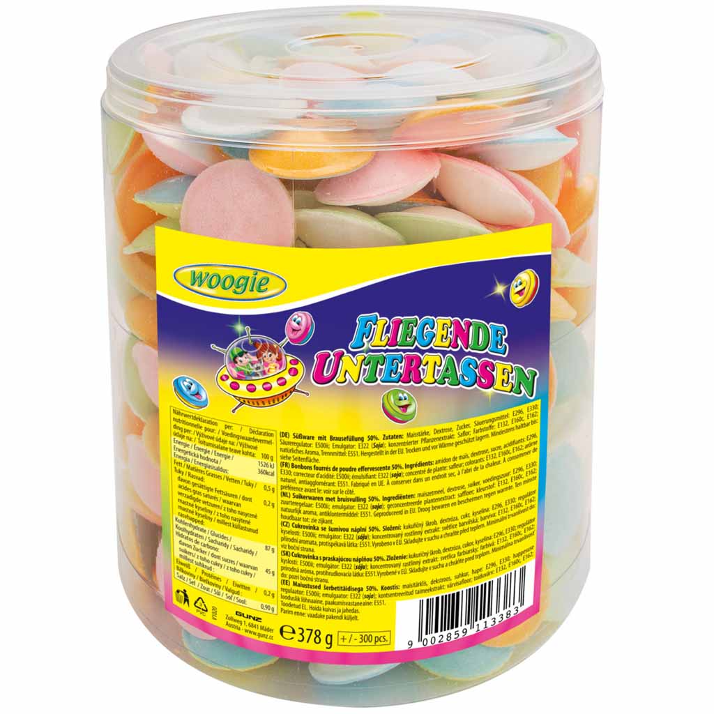 Woogie Fliegende Untertassen mit Brausefüllung 378g MHD:30.3.26