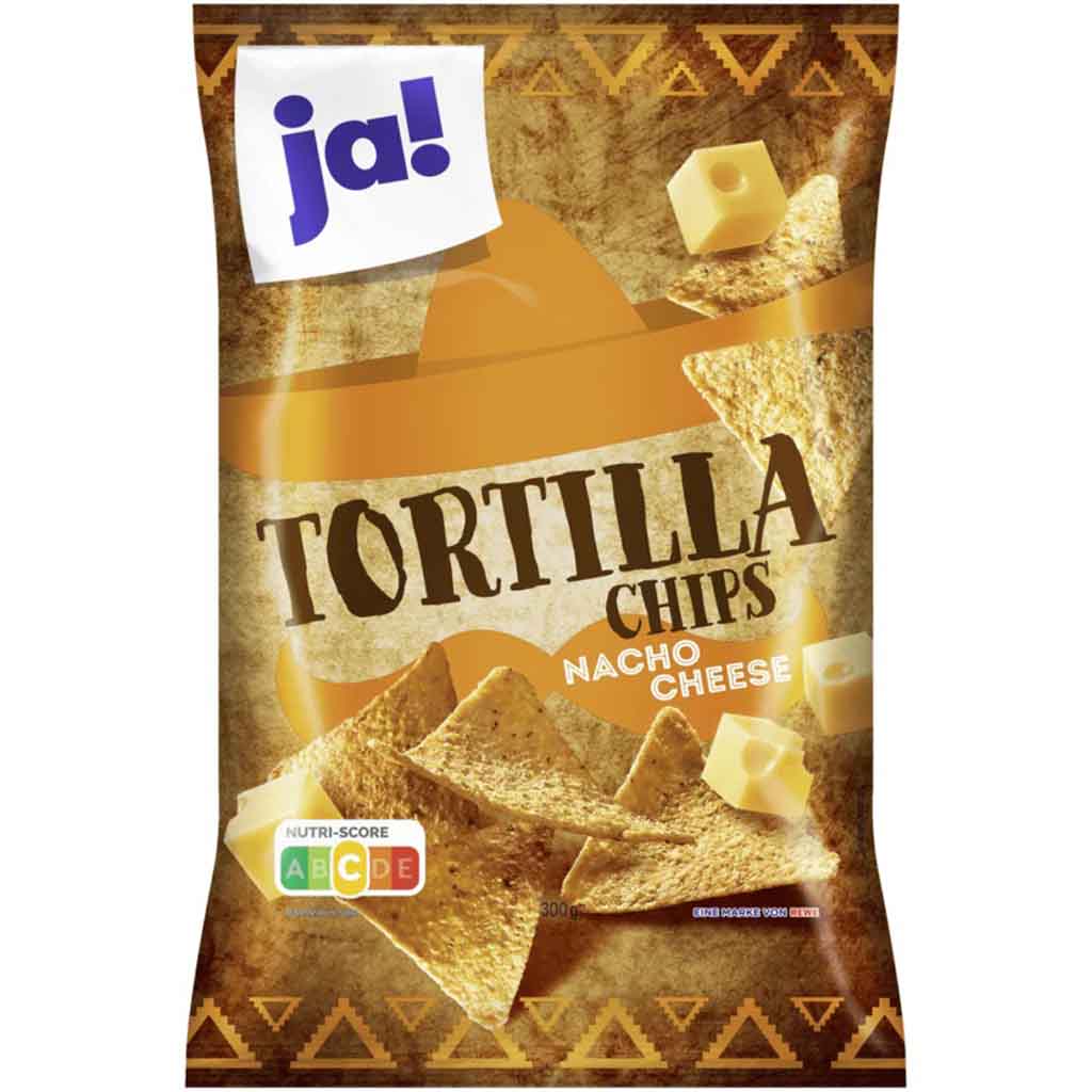 ja! Tortilla Chips mit Nacho Cheese 300g MHD:4.5.25