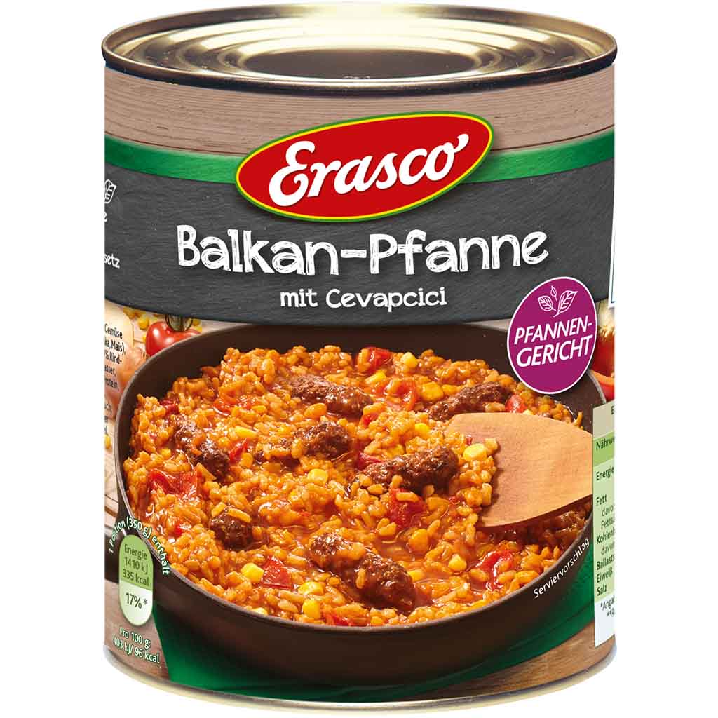 Erasco Pfannengerichte Balkan-Pfanne mit Cevapcici 800g MHD:30.12.26