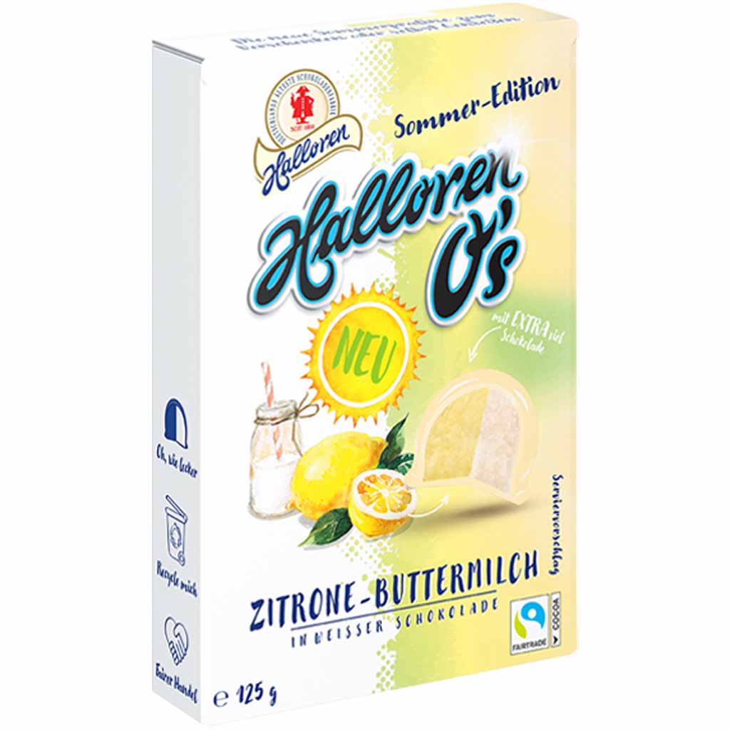 Original Halloren Kugeln O's Zitrone & Buttermilch Sommer-Edition 125g MHD:23.1.23