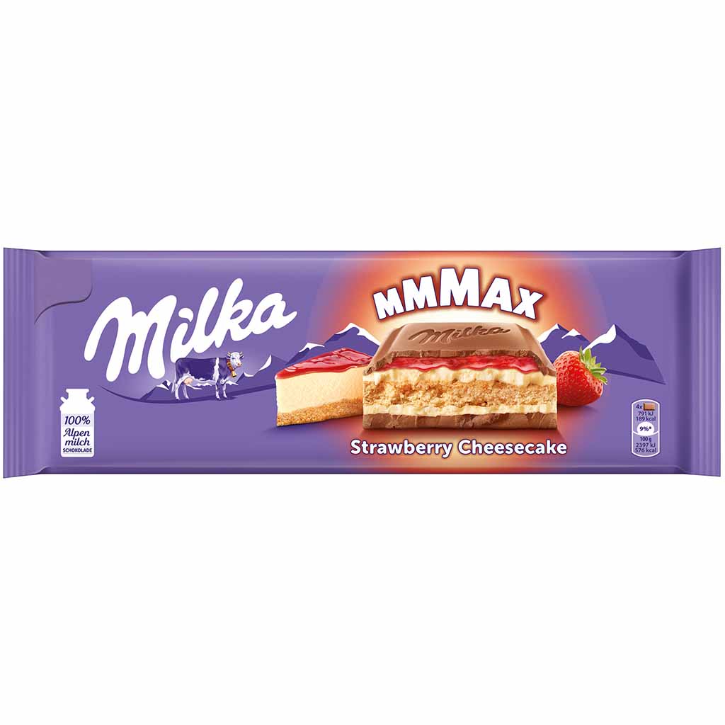 Milka Tafelschokolade MMMAX Strawberry Cheesecake 300g MHD:3.8.22