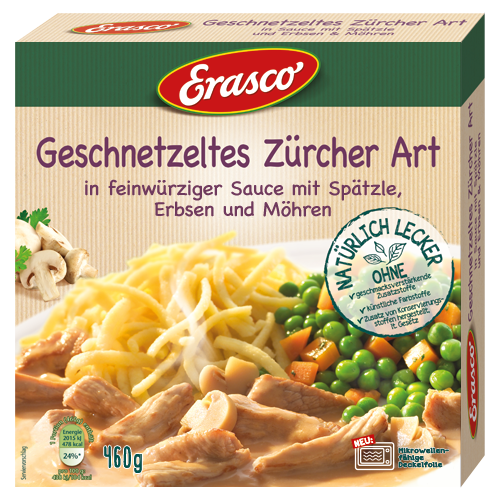 Erasco Geschnetzeltes Züricher Art 460g Fertiggericht MHD:2.7.24